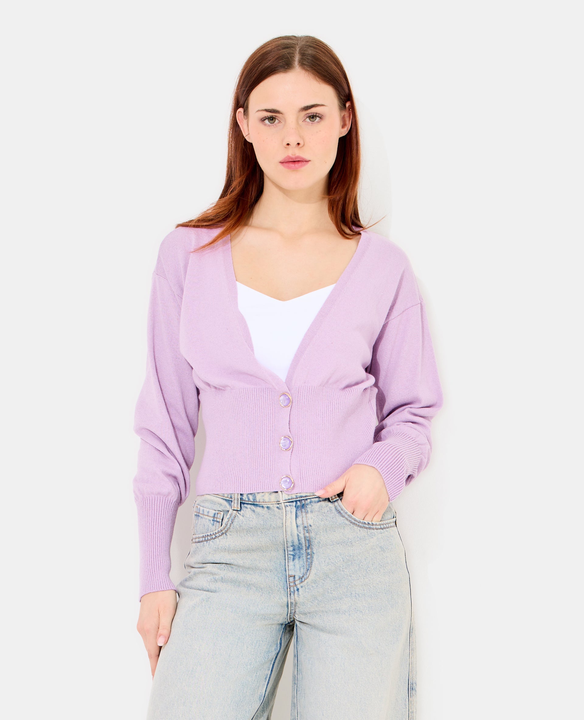 Gilet encolure V avec boutons fantaisie