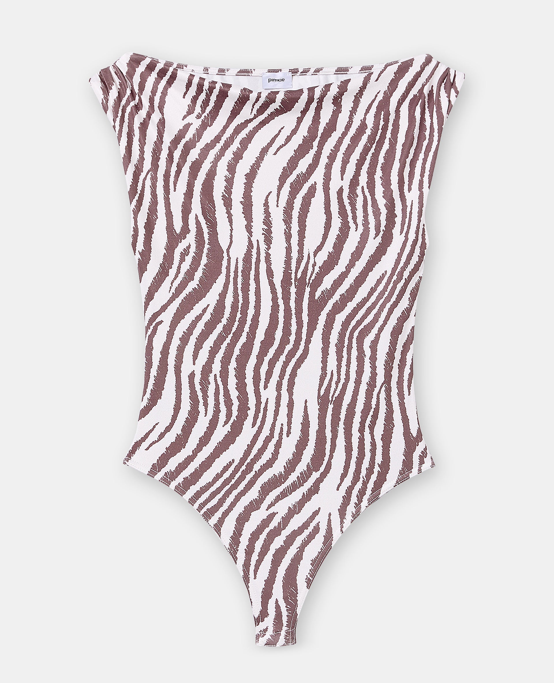 Body sans manches encolure drapée motif zèbre