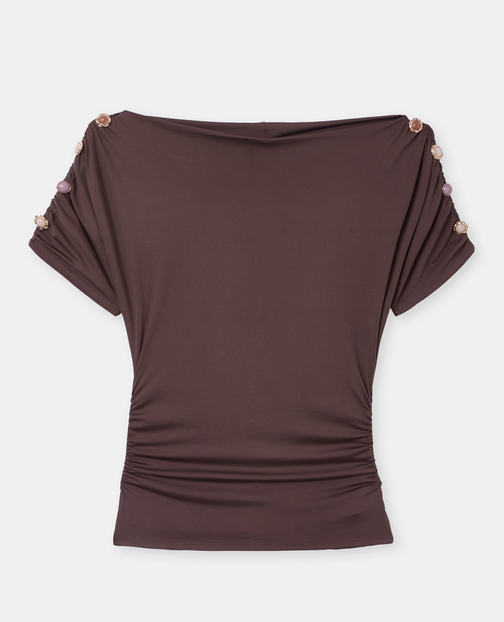 Top manches chauve-souris avec fronces et boutons