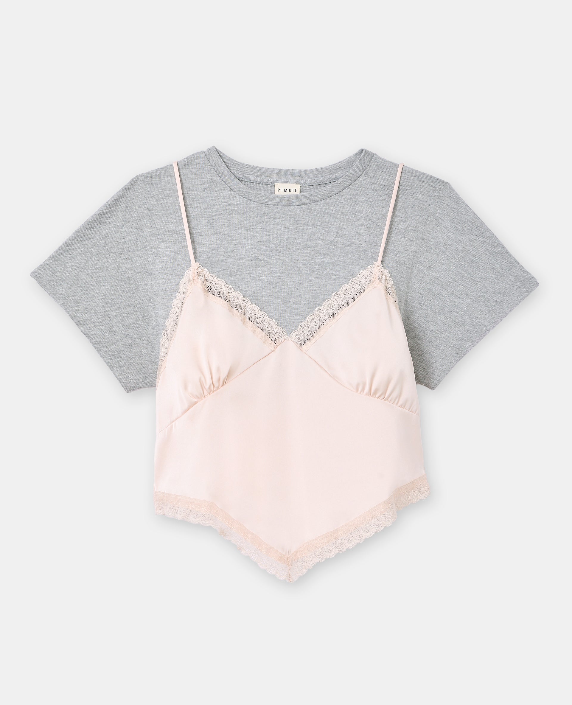 T-shirt 2 en 1 avec top dentelle et satin