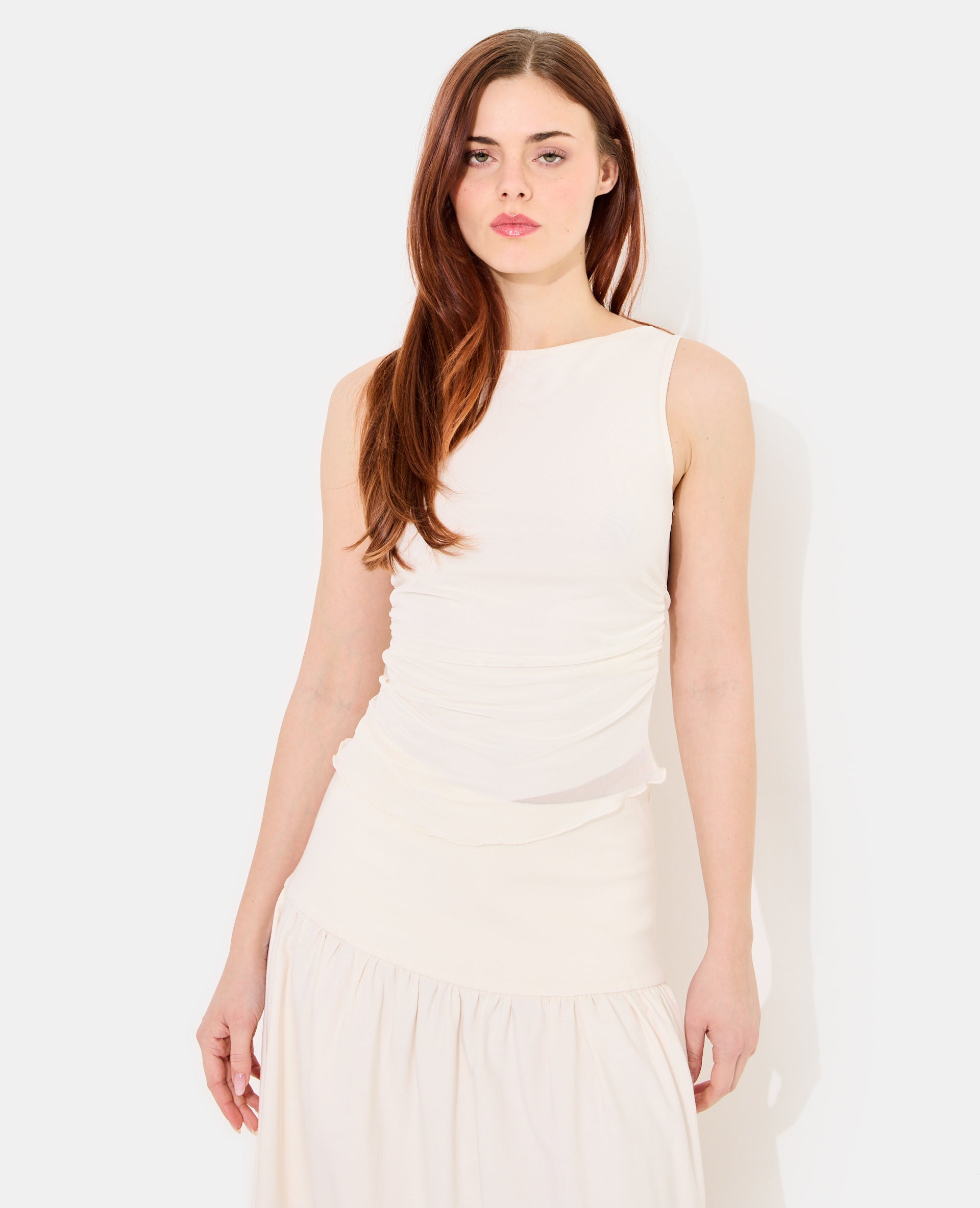 Débardeur en résille avec fronces