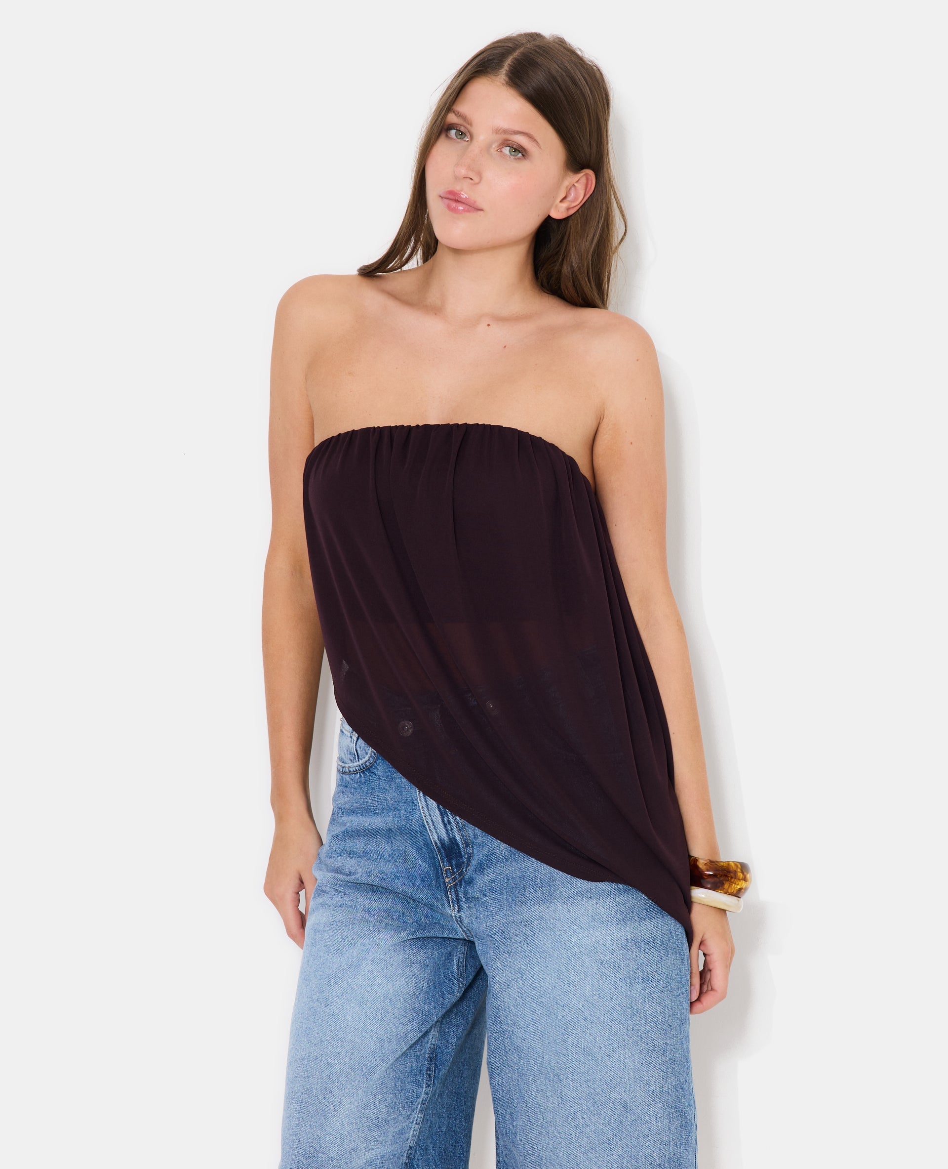 Top bustier asymétrique en voile