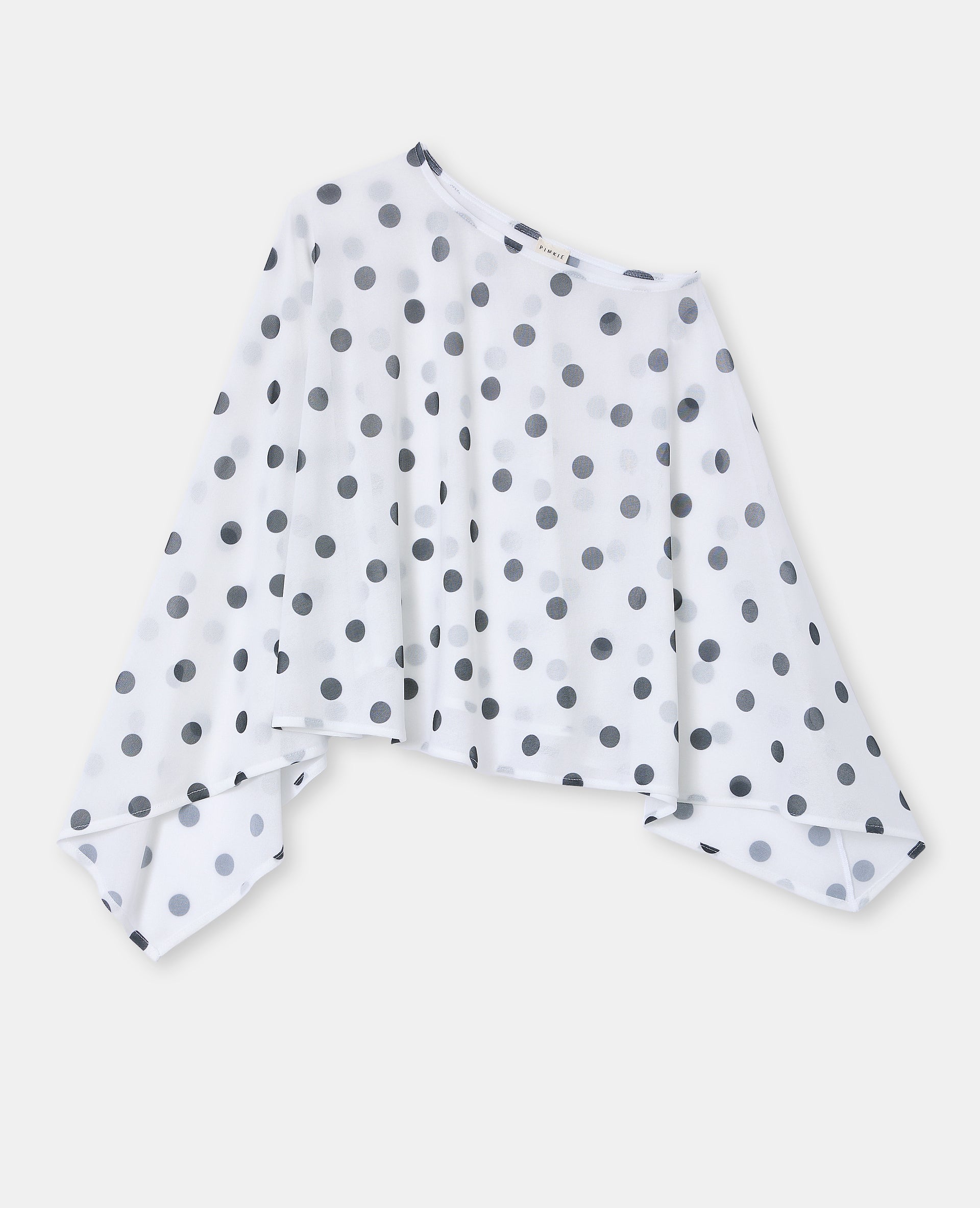 Top cape asymétrique en voile motif pois