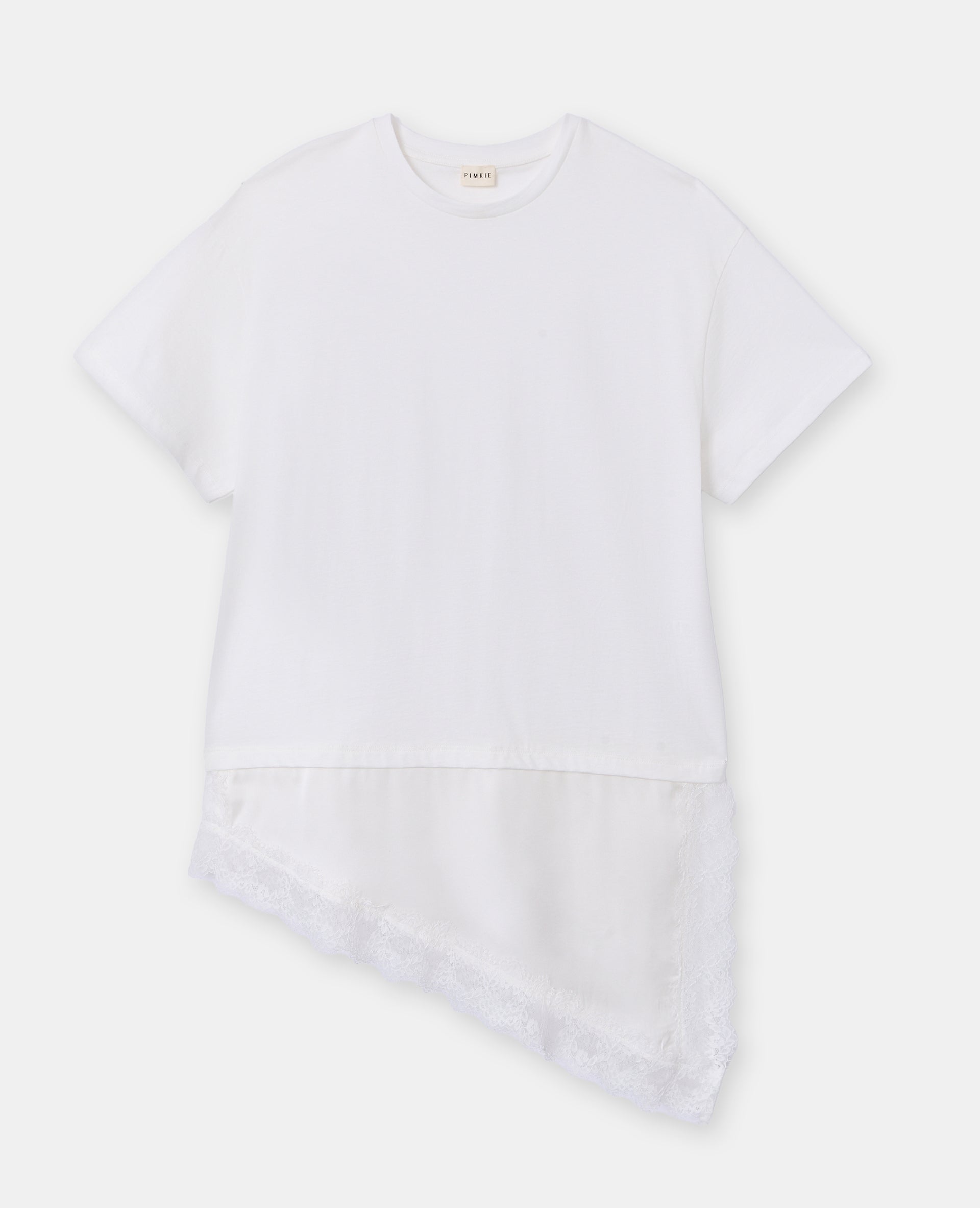 T-shirt oversize avec empiècement satin et dentelle