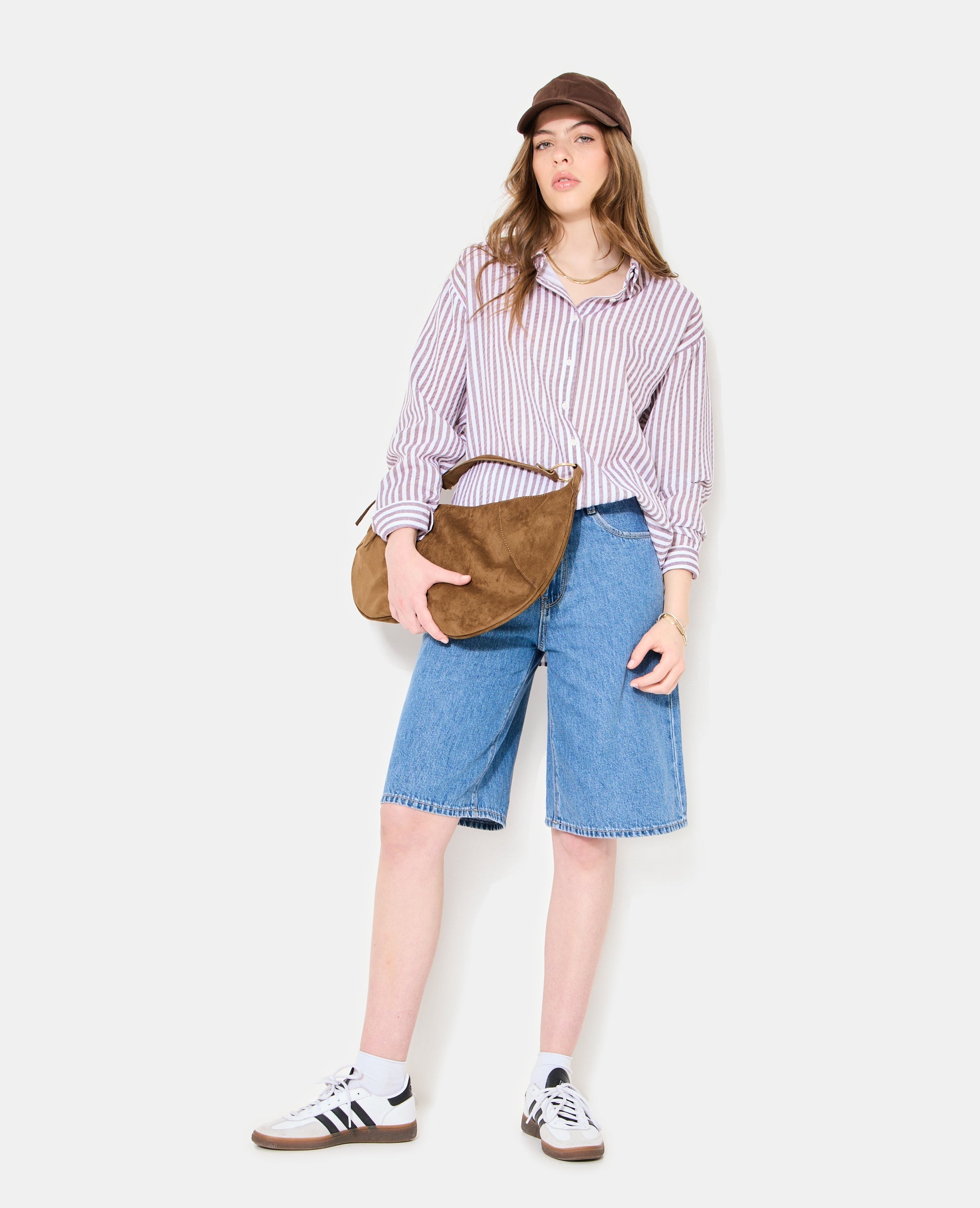 Chemise oversize rayée avec lin