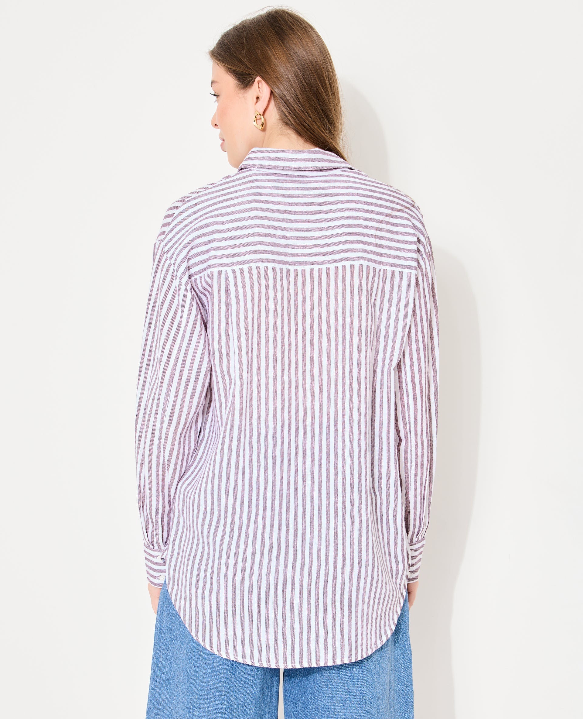 Chemise oversize rayée avec lin