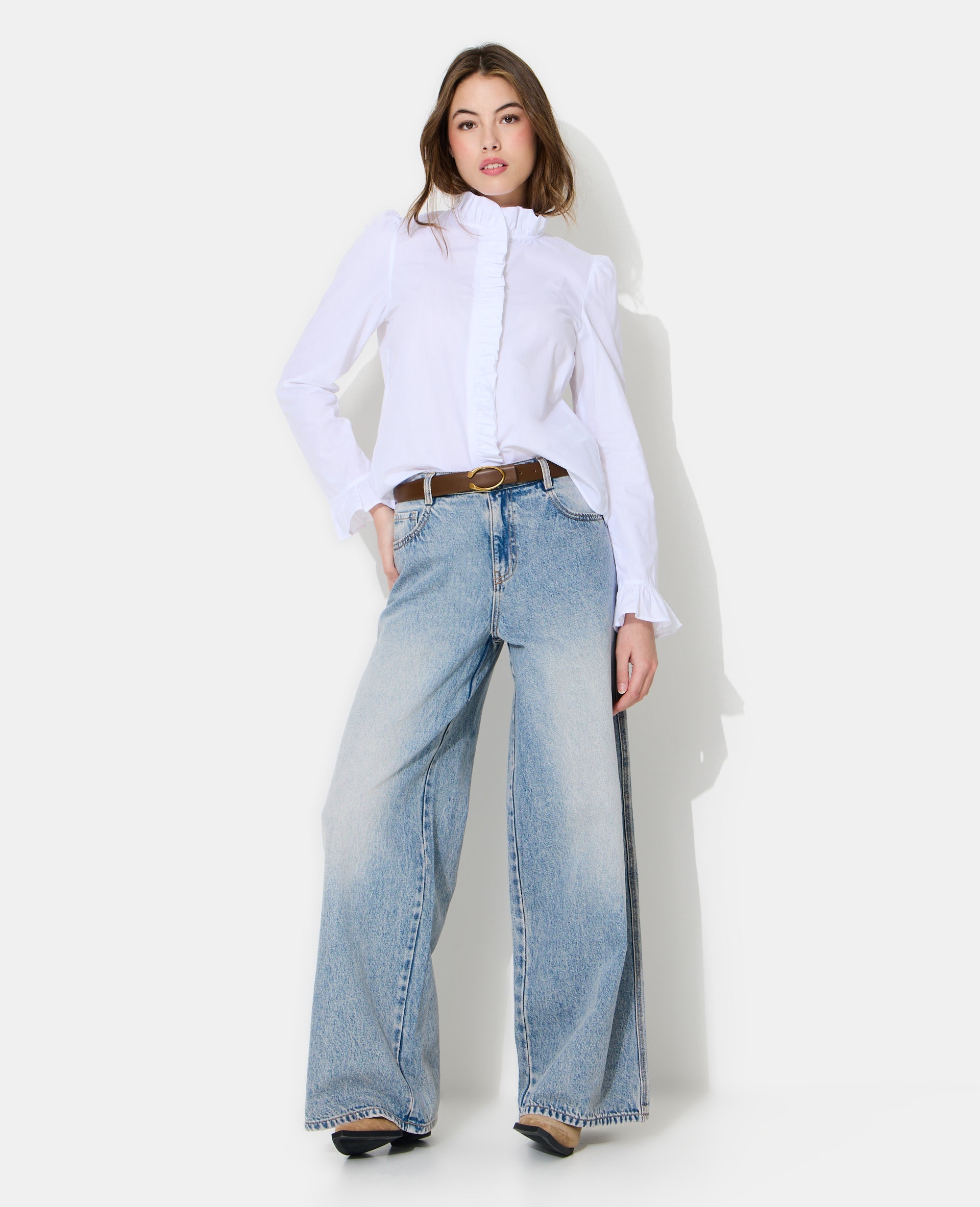 Chemise popeline avec volants