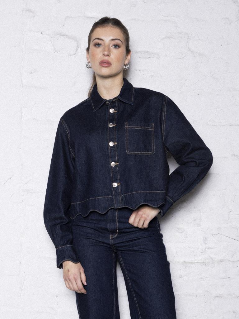 Chemise en jean avec bords zig-zag