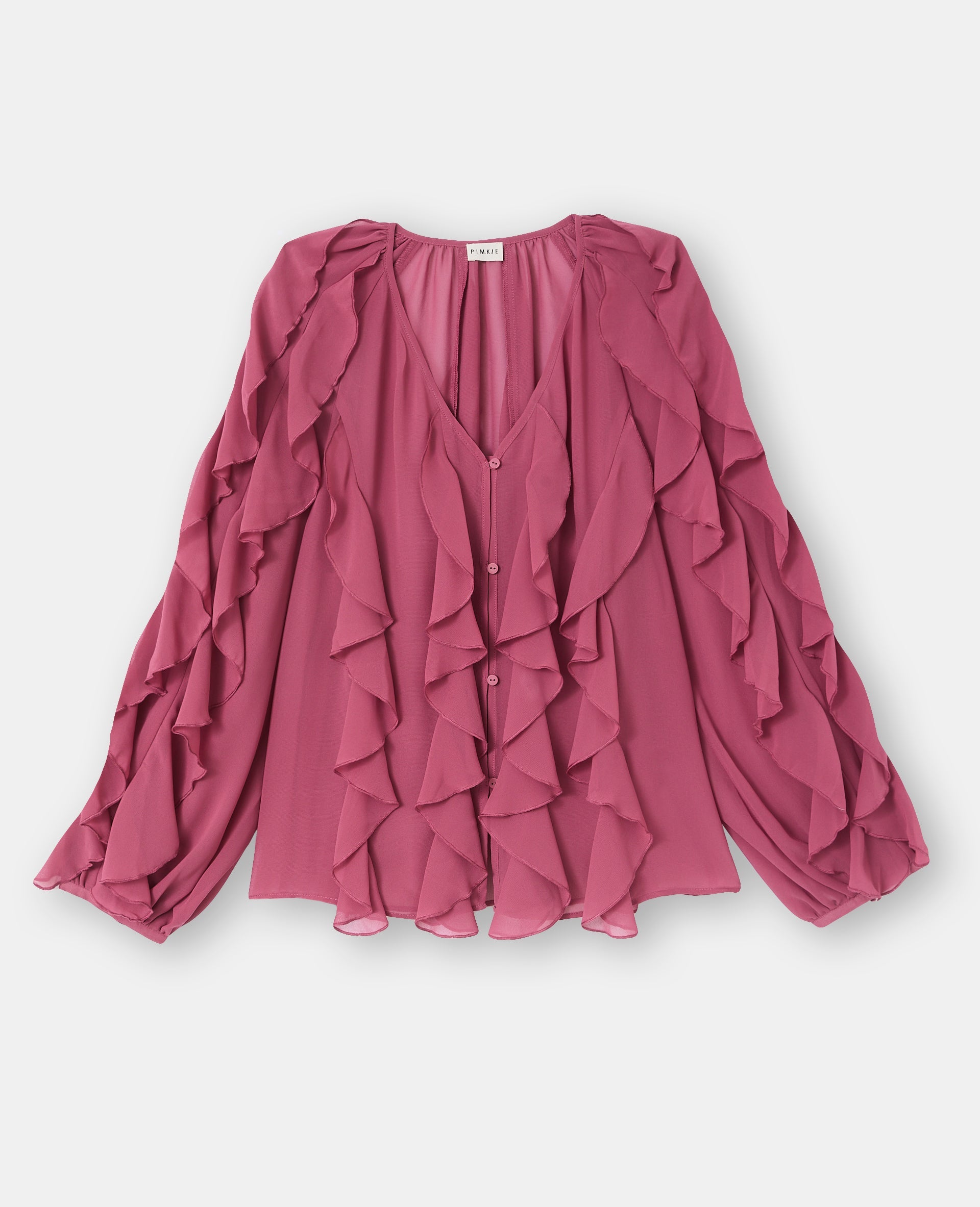 Blouse en voile avec volants et boutons