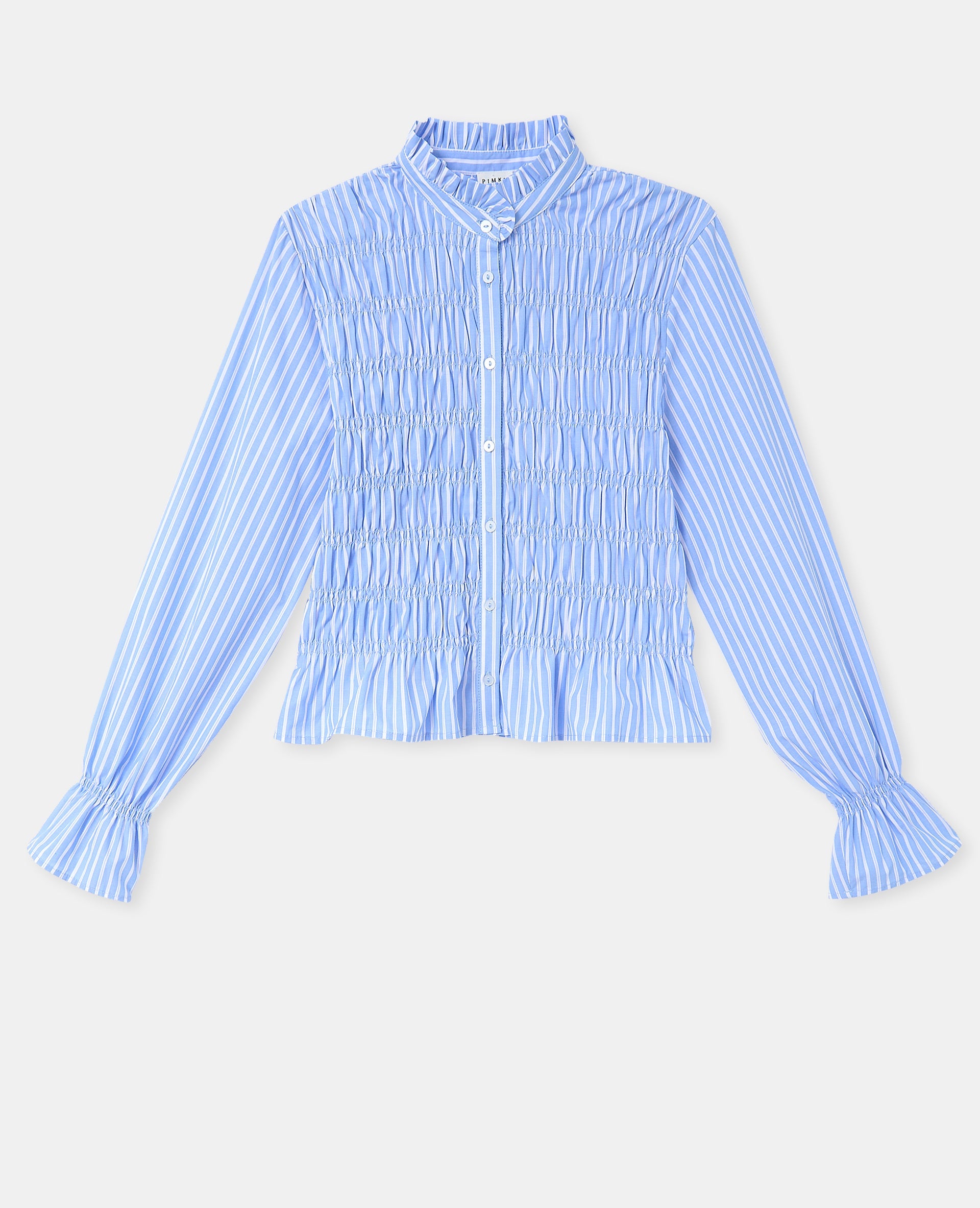 Chemise smockée et rayé avec manches ballons