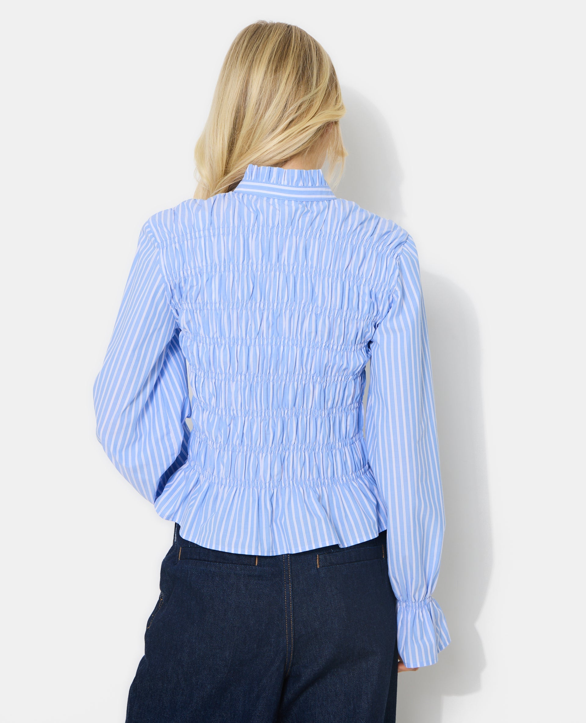 Chemise smockée et rayé avec manches ballons