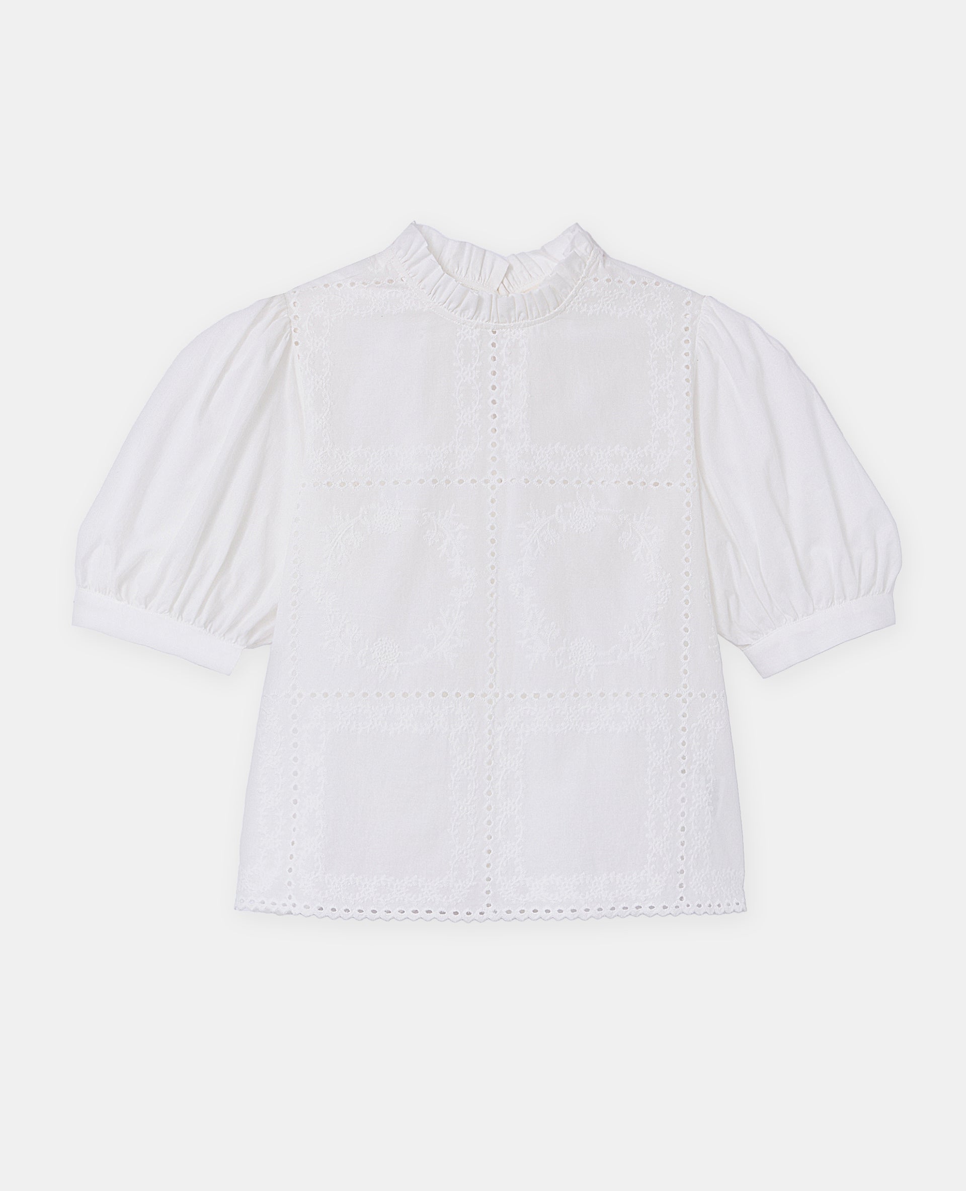 Blouse avec détails ajourés et broderies