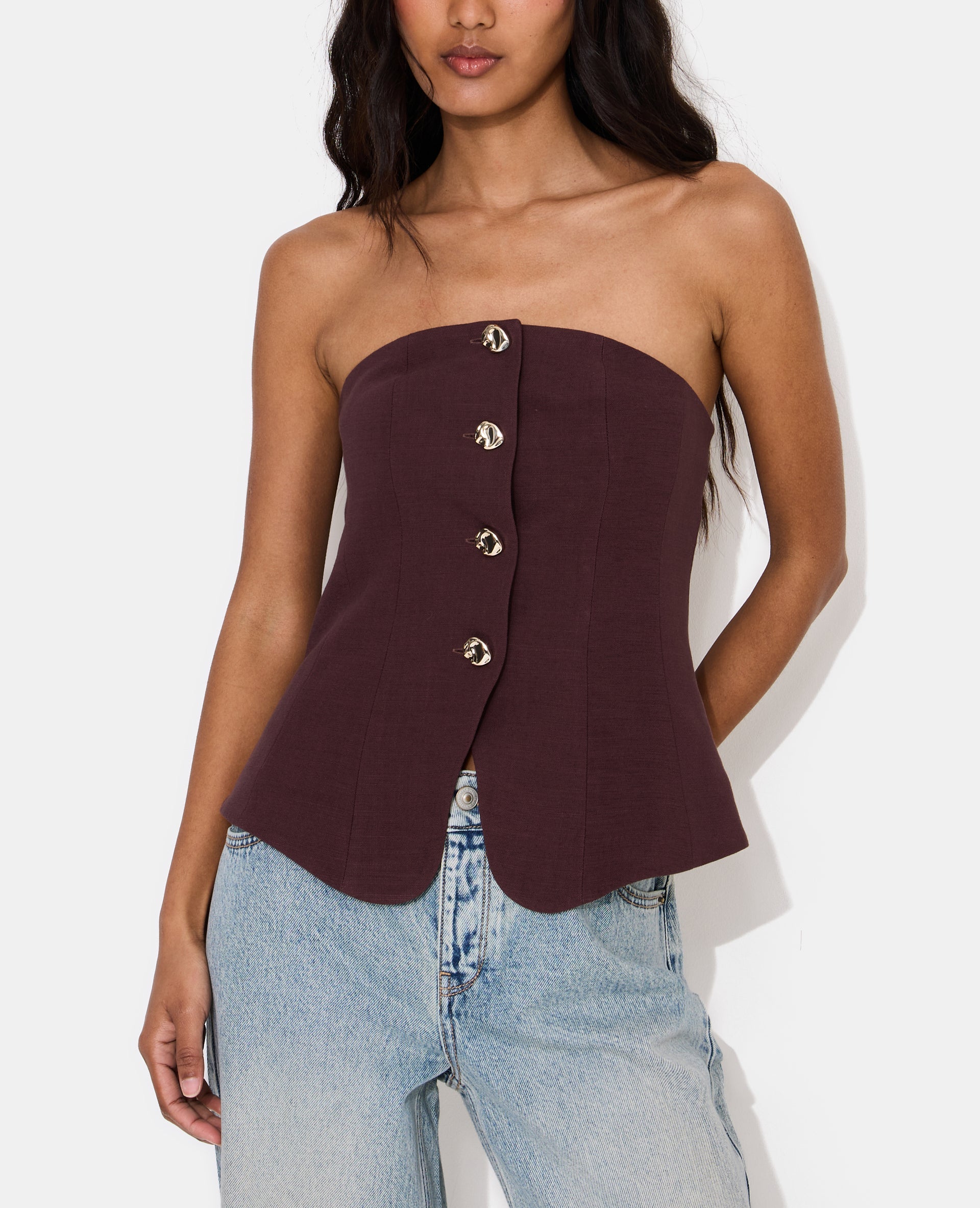 Top bustier avec boutons fantaisie
