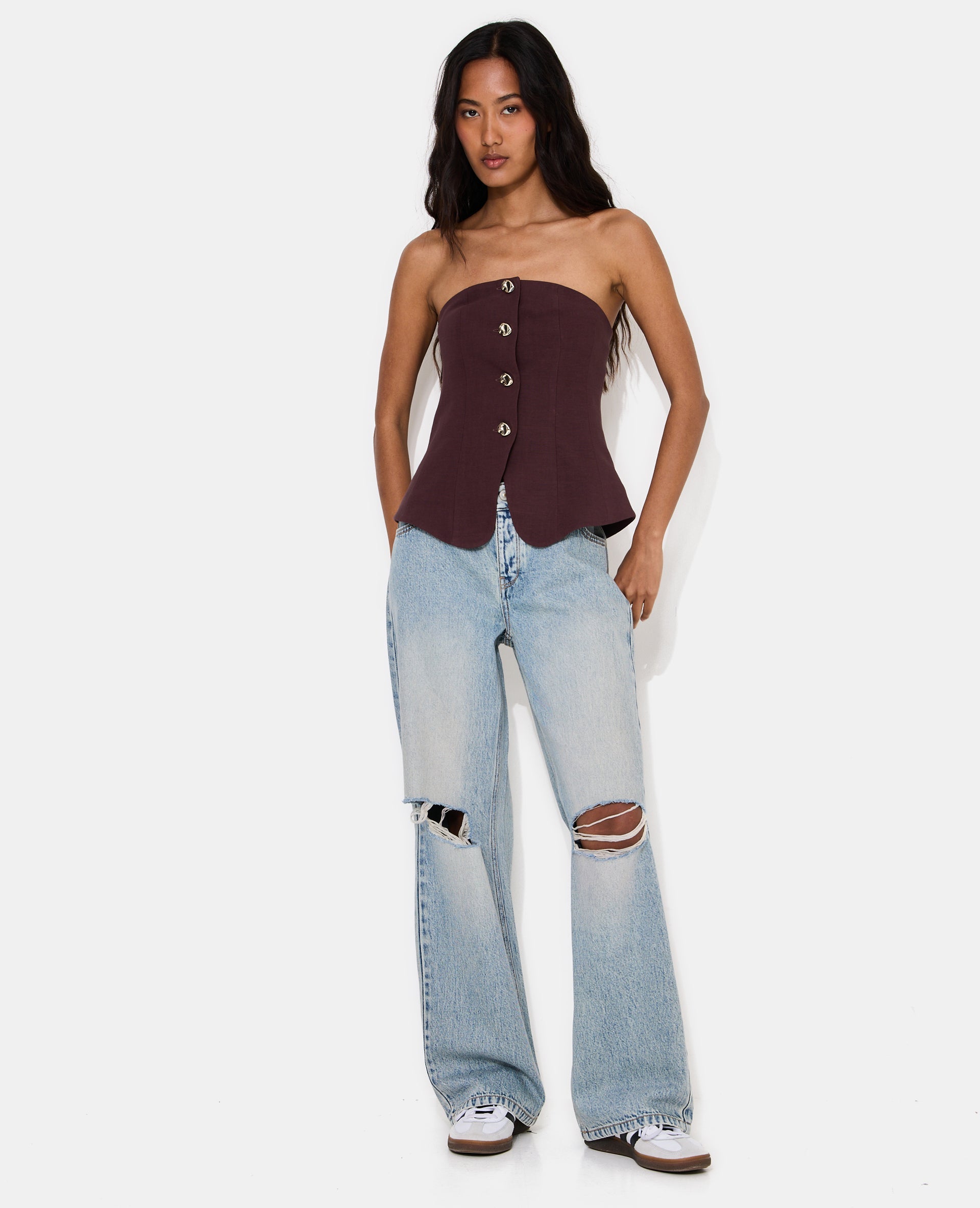 Top bustier avec boutons fantaisie