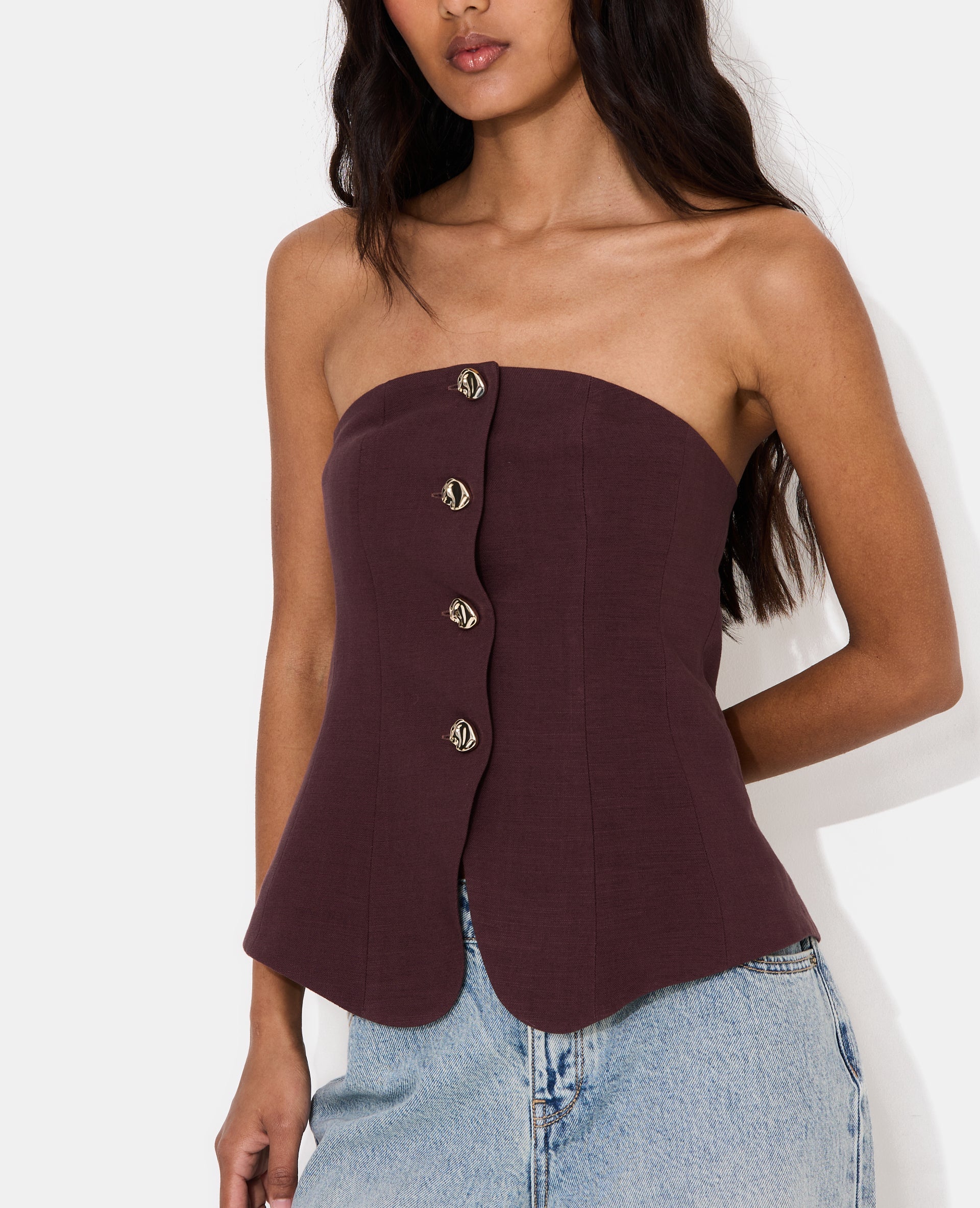 Top bustier avec boutons fantaisie