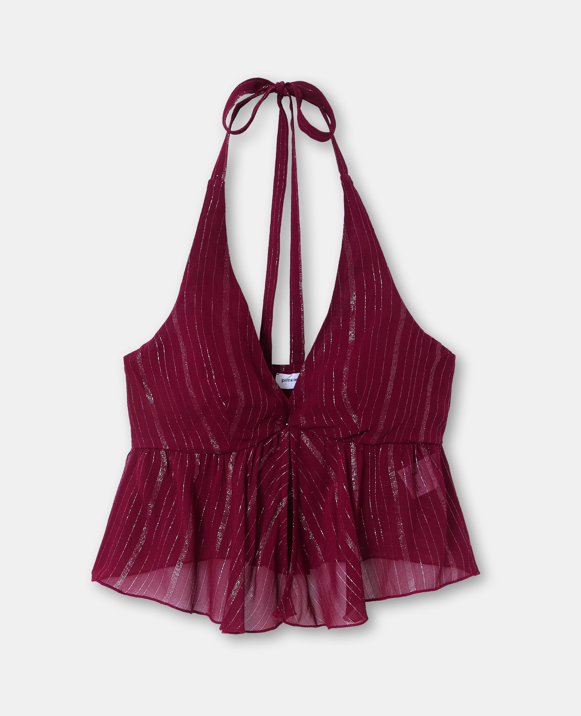 Top dos-nu en voile rayé avec lurex