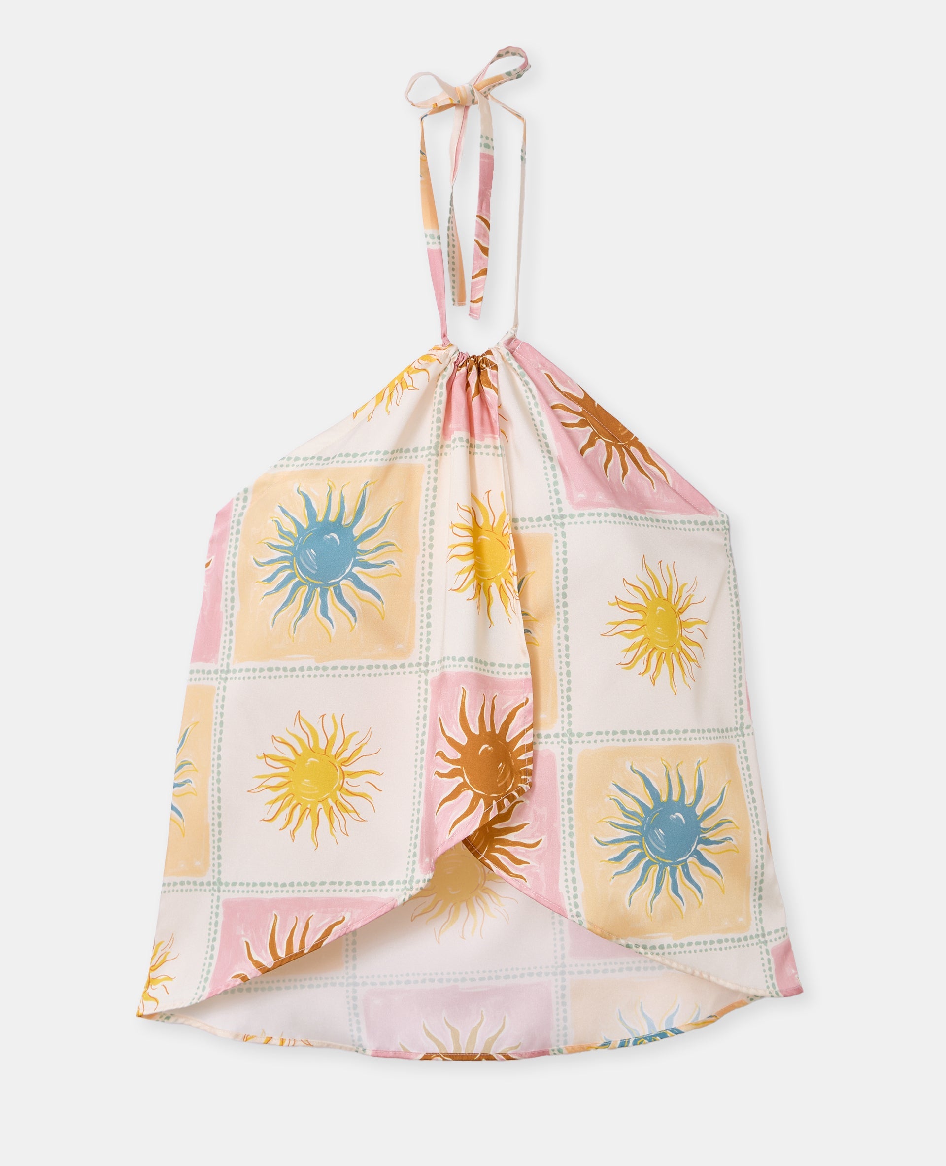 Top foulard dos-nu motif soleils