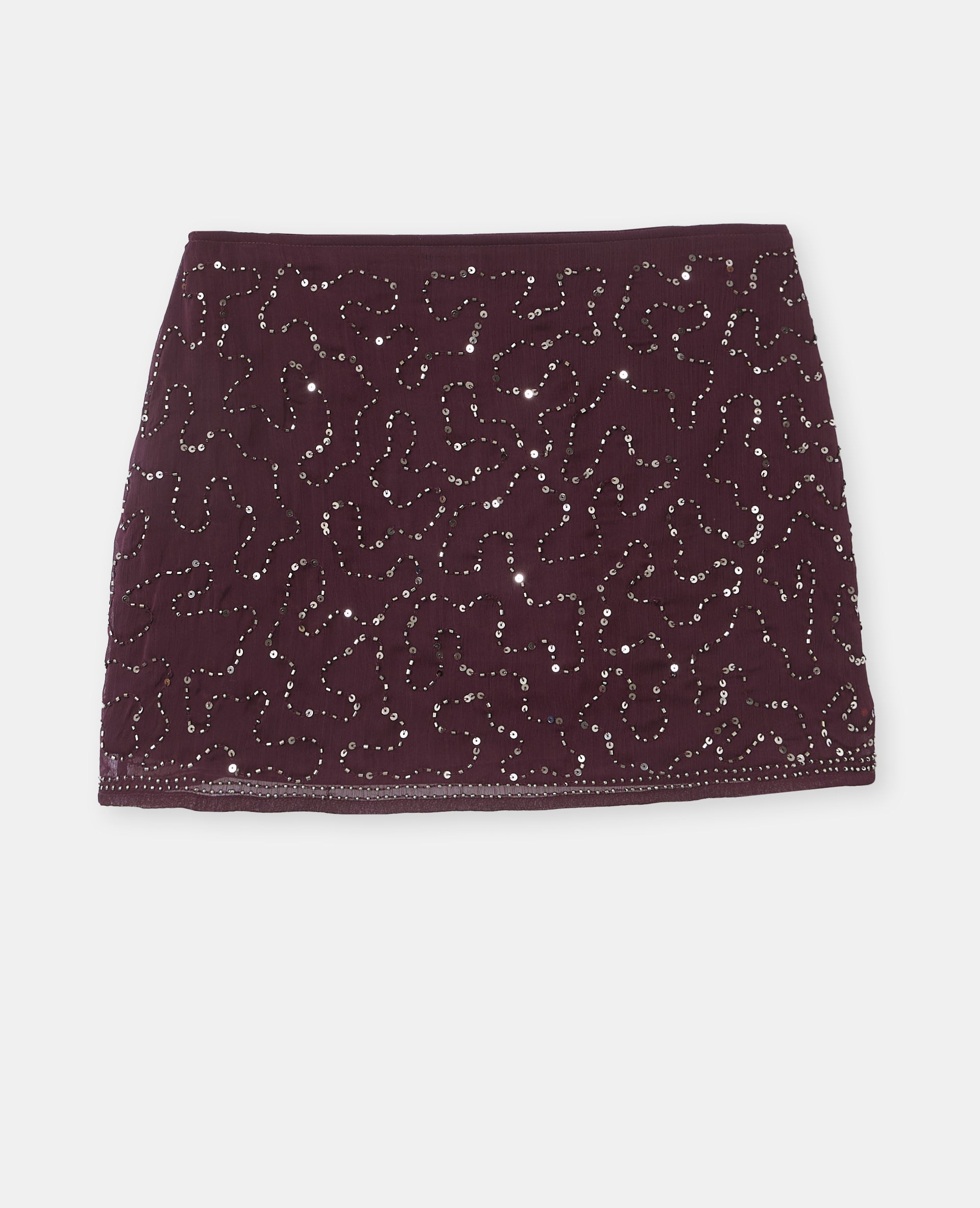 Jupe courte en voile avec sequins et perles