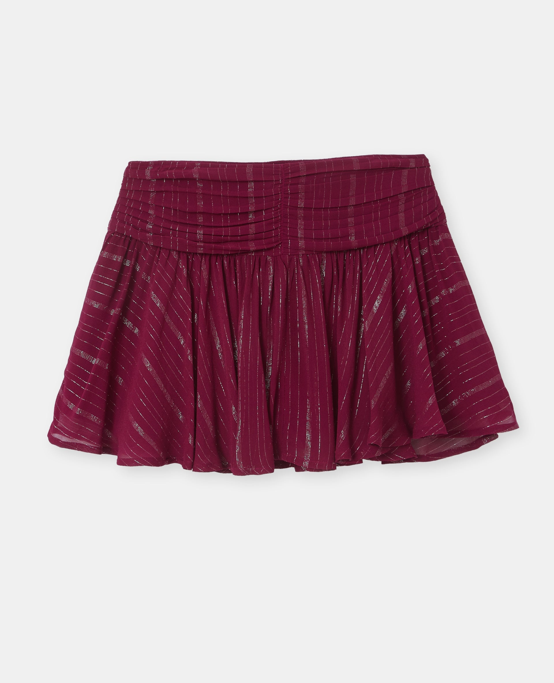 Jupe courte taille drapée avec lurex