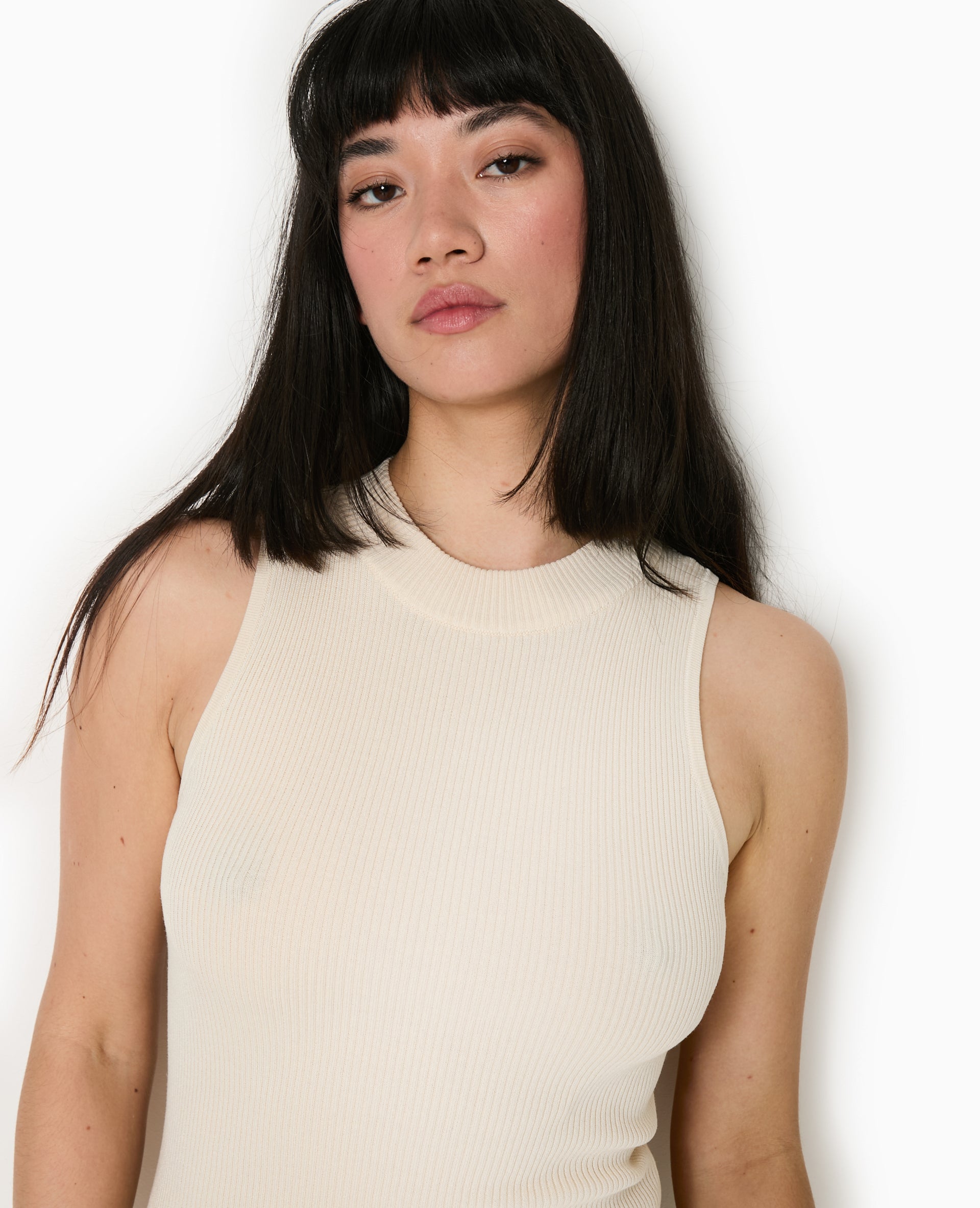 Robe longue et moulante en maille côtelée