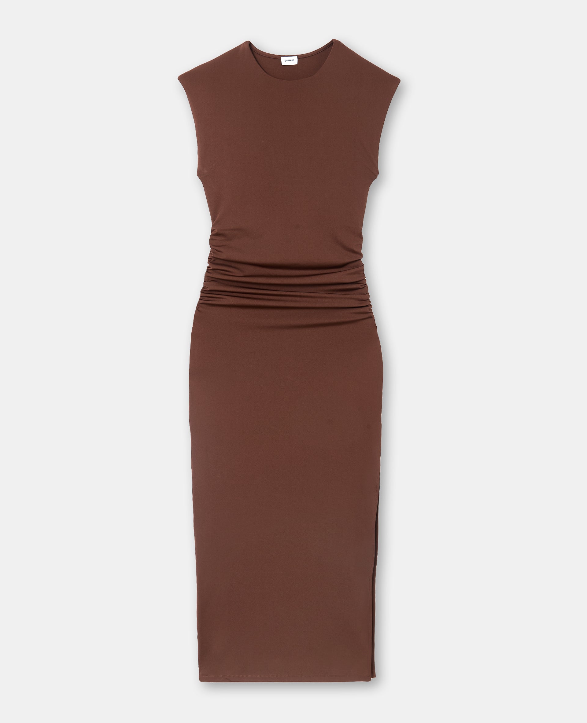 Robe longue sans manches avec fronces