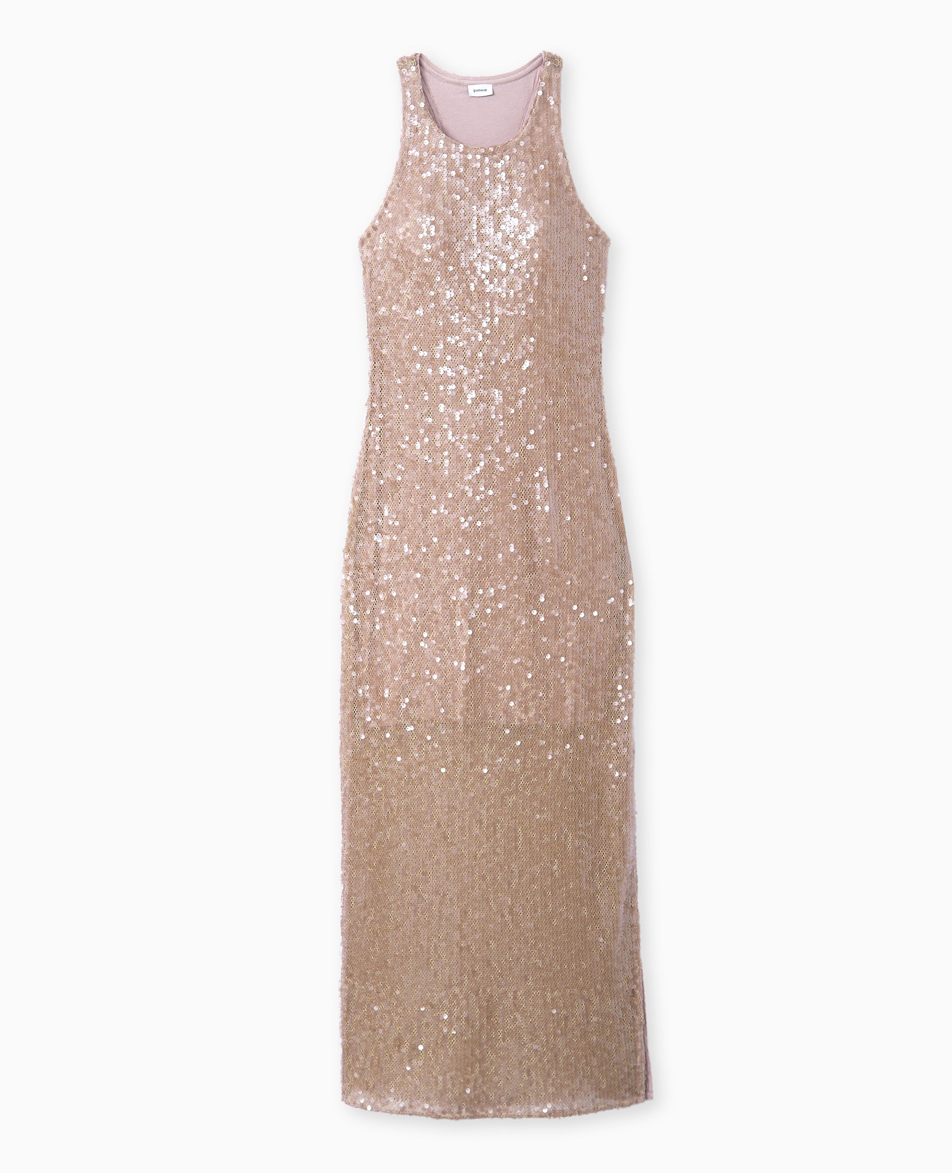 Robe longue en maille ajourée avec sequins