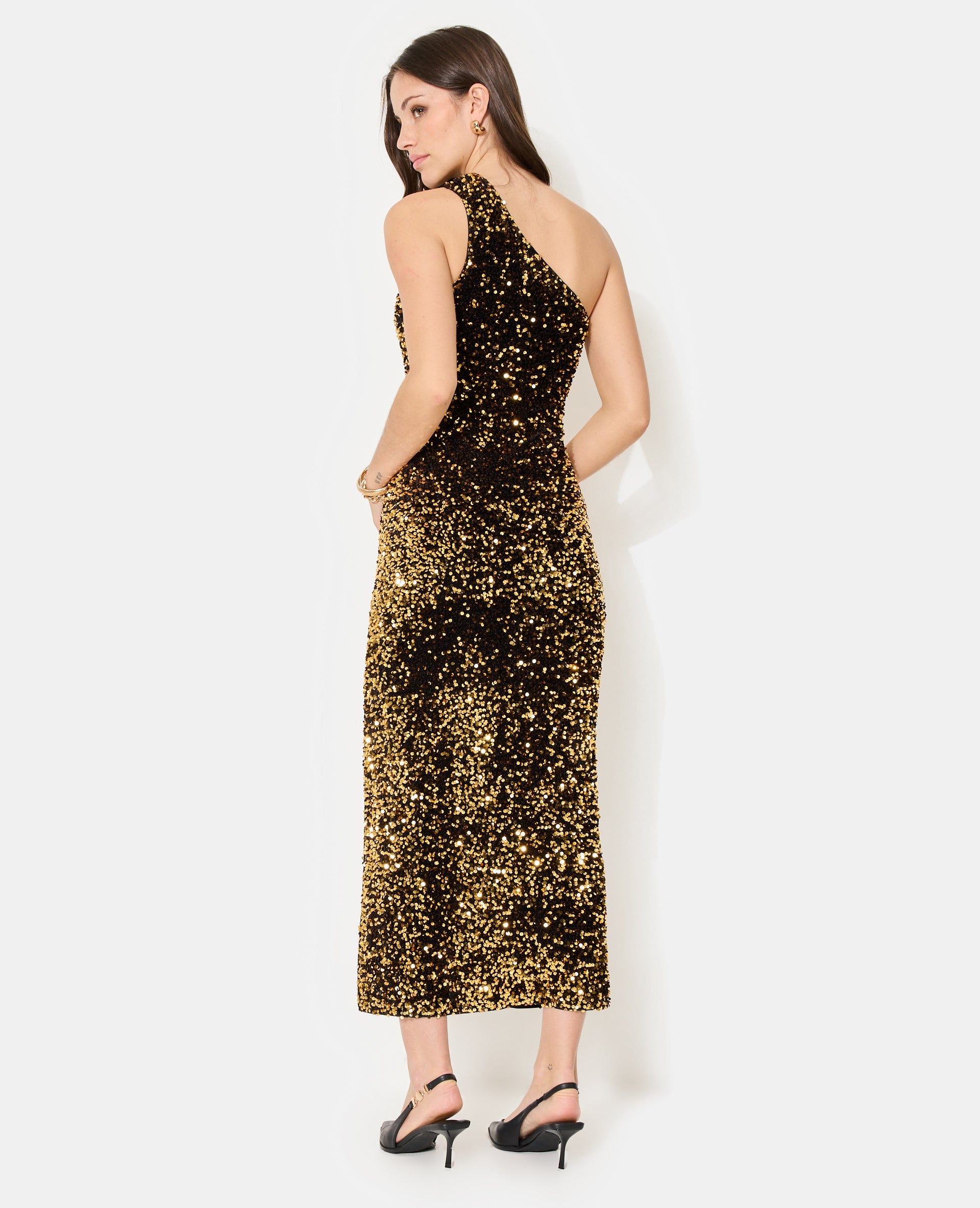 Robe longue asymétrique avec sequins