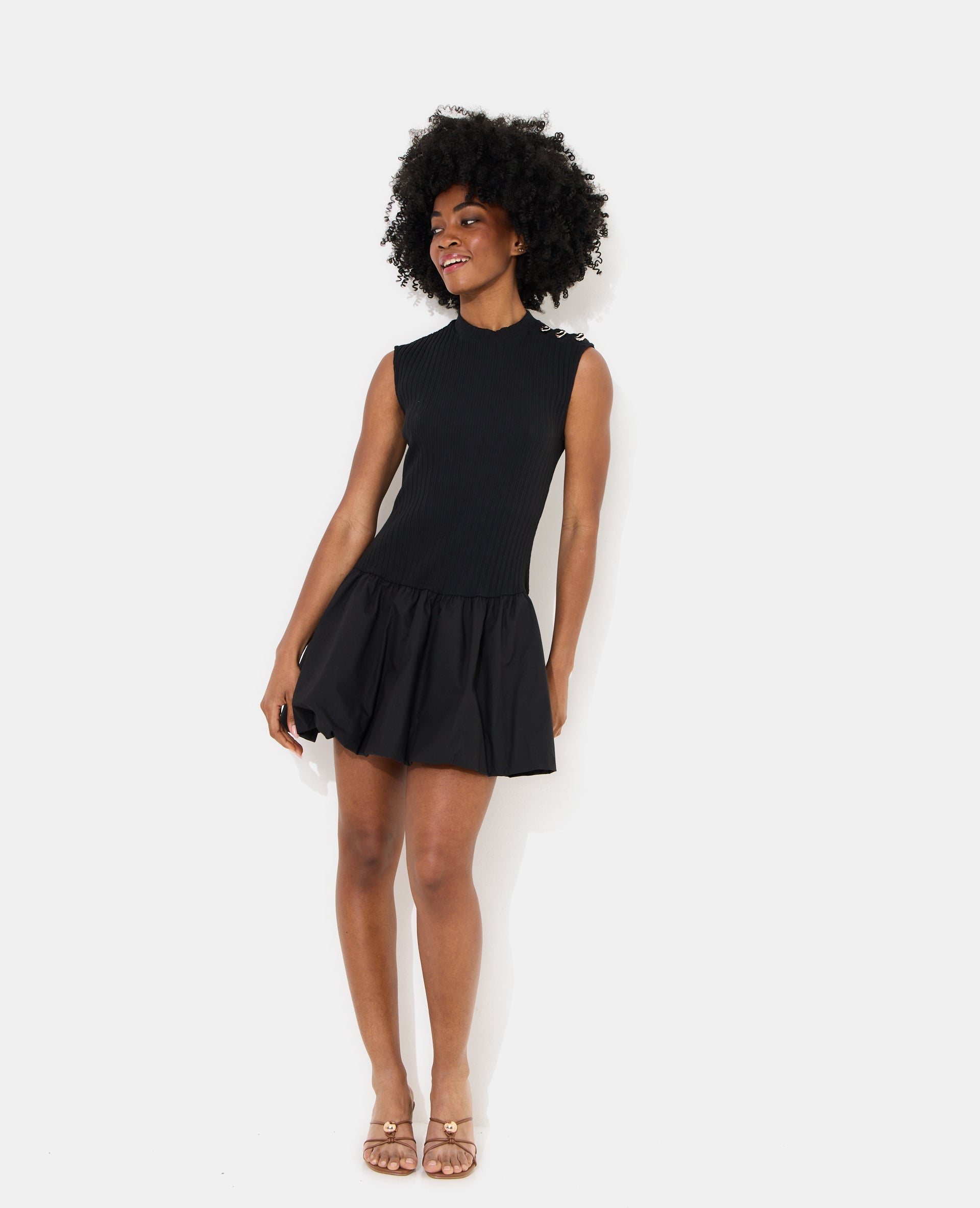 Robe courte boule bi-matière