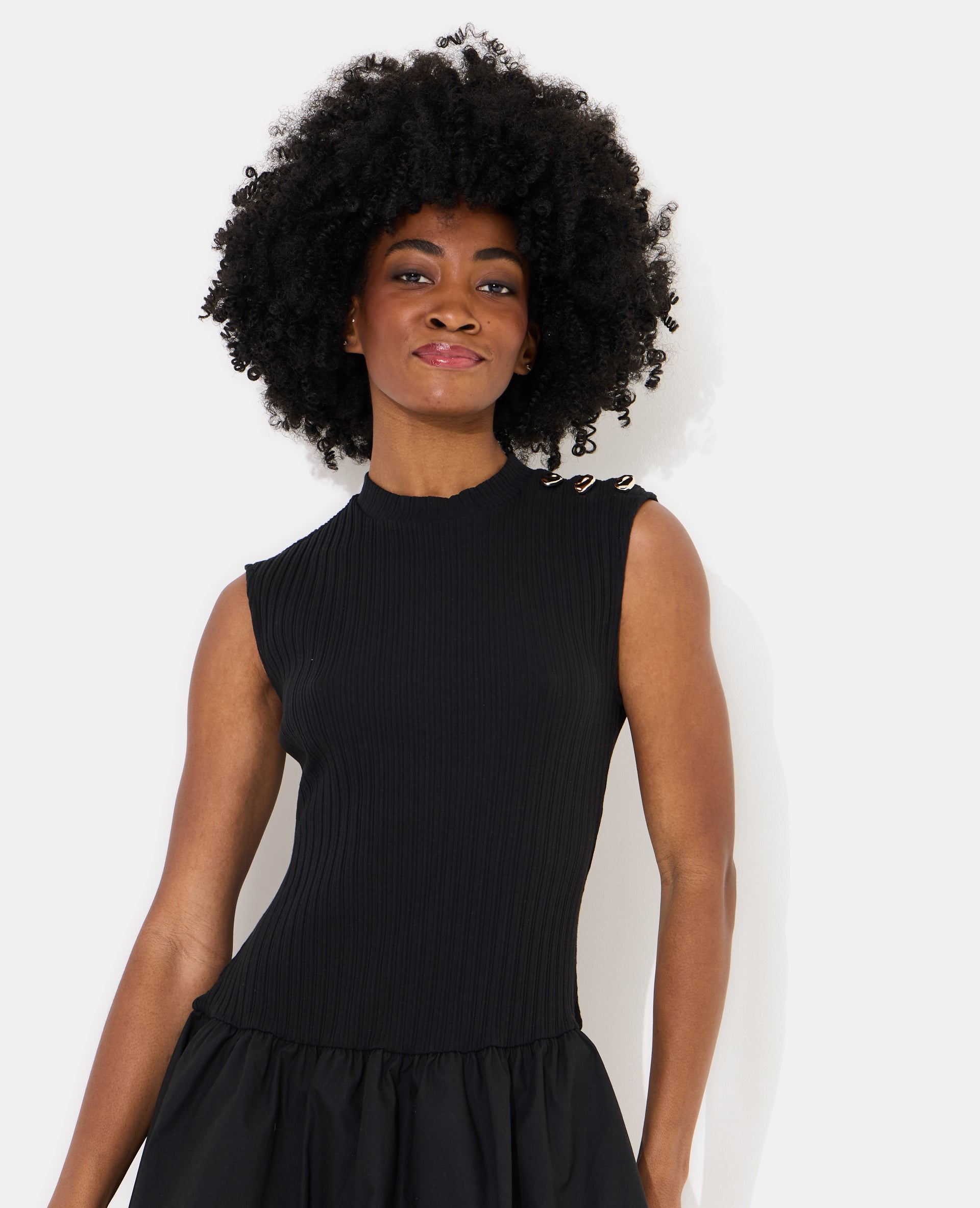 Robe courte boule bi-matière