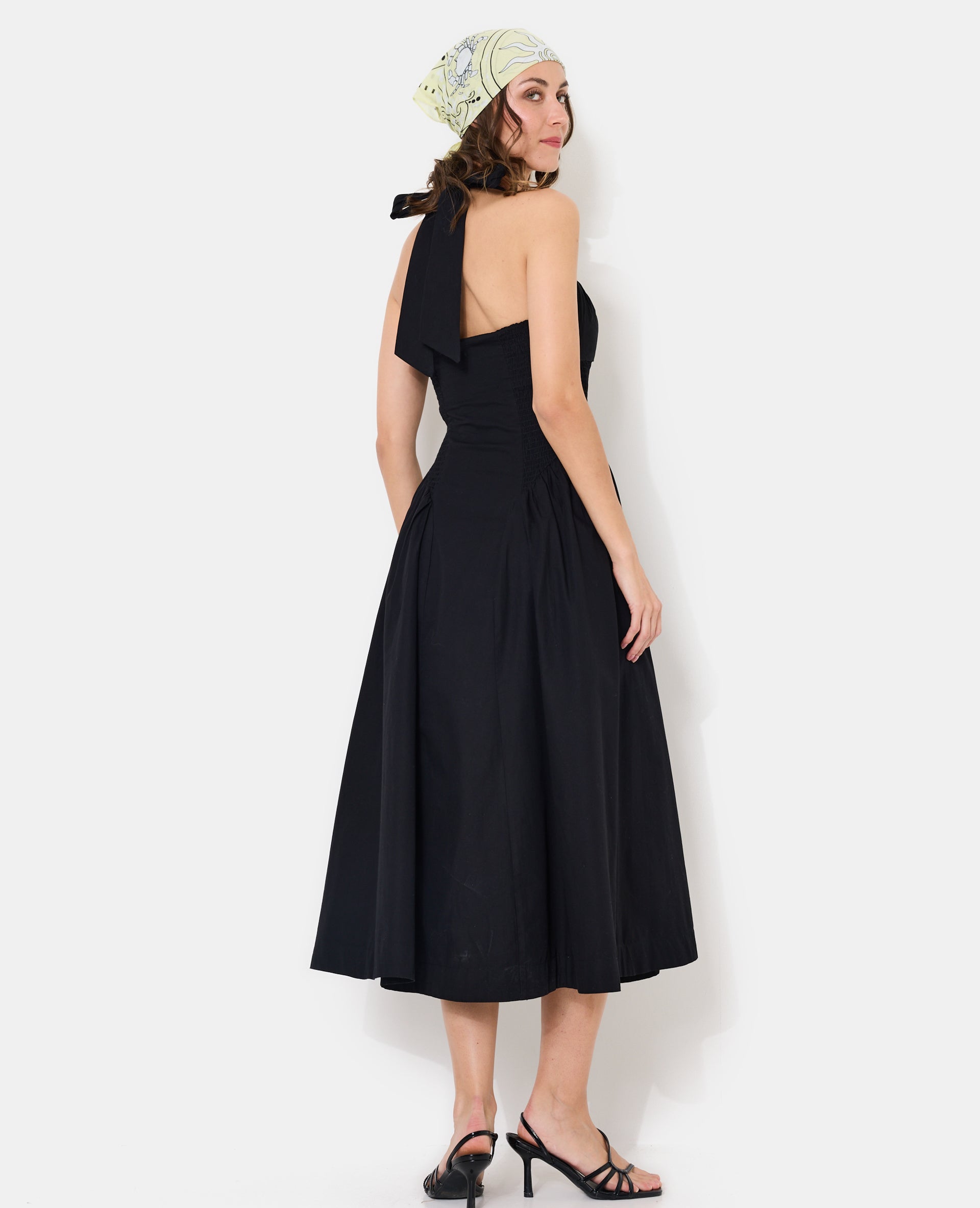 Robe longue évasée avec smocks
