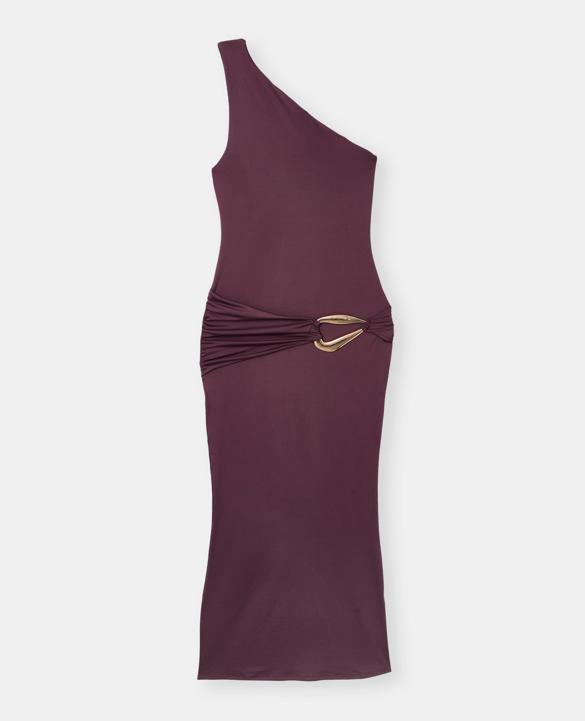 Robe longue asymétrique avec ceinture et boucle