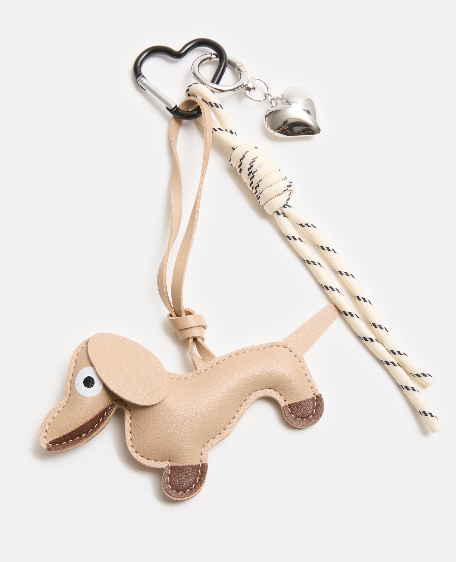 Déco de sac chien en simili avec corde et cœur