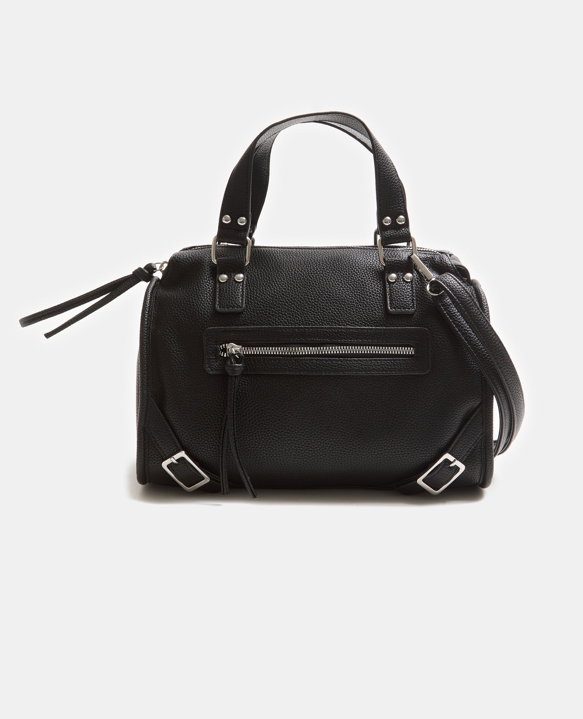 Sac simili effet cuir grainé avec détails clous et boucles