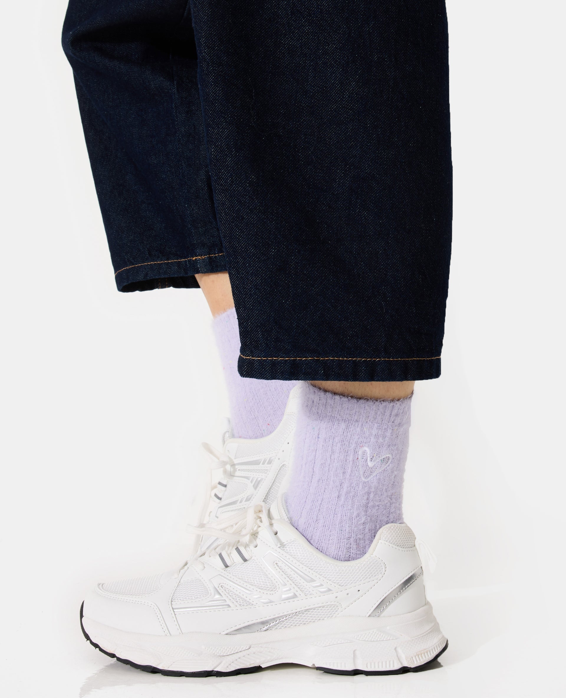 Paire de chaussettes en maille fluffy avec coeur