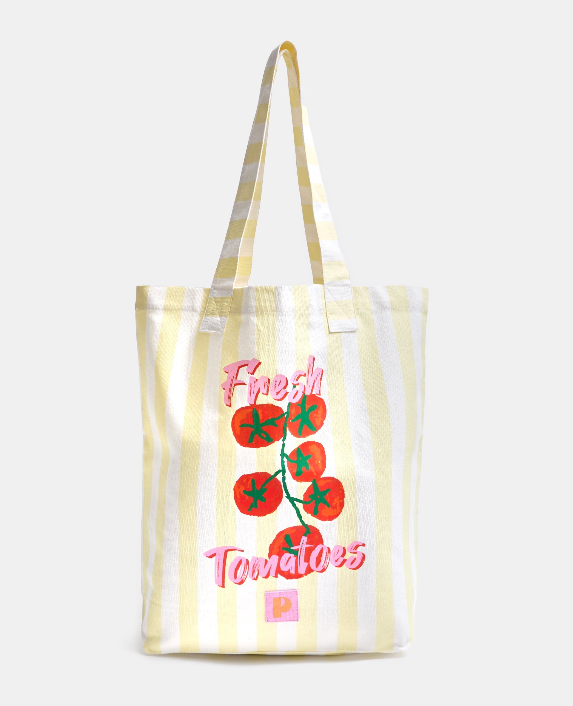 Tote bag en toile rayée avec tomates