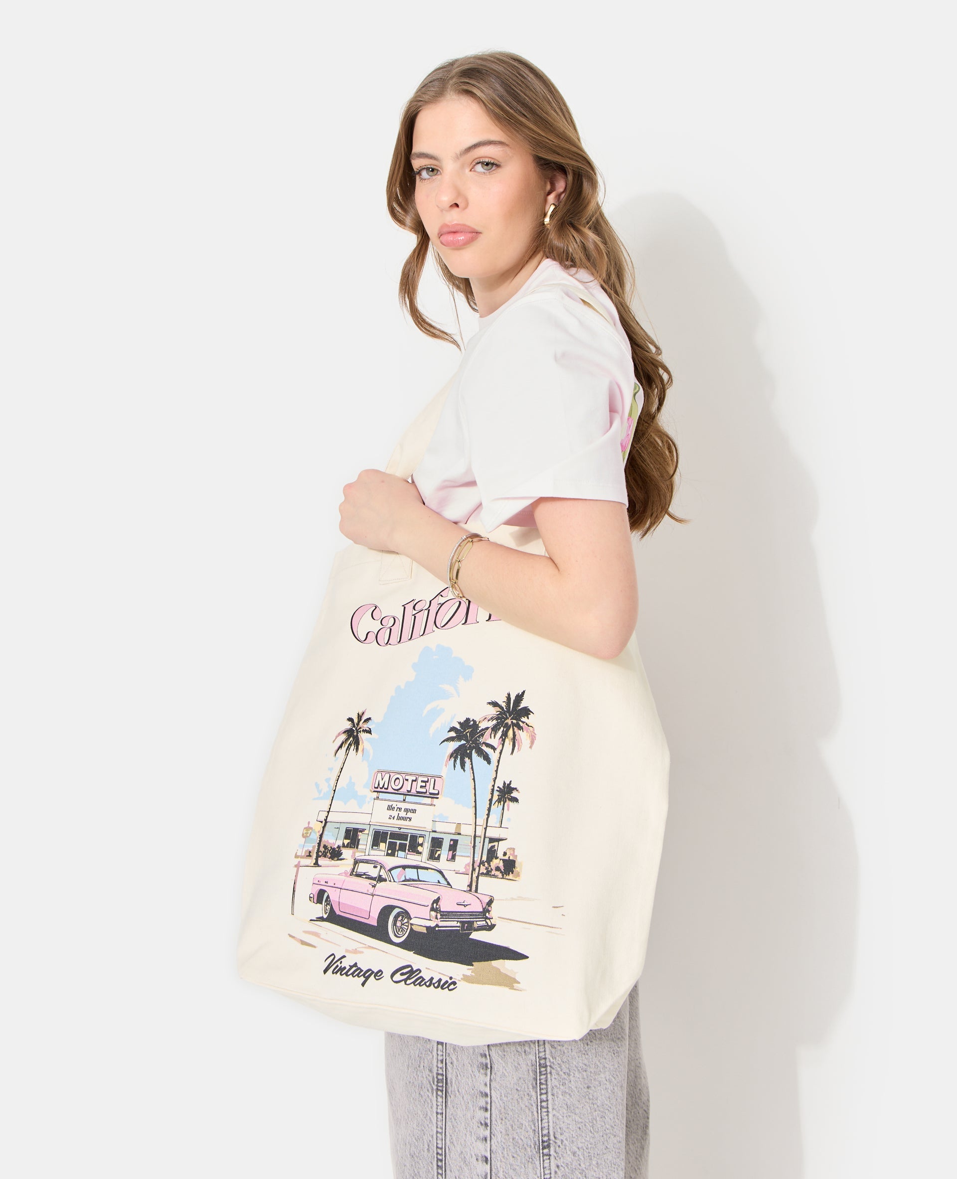 Tote bag en toile avec motifs California