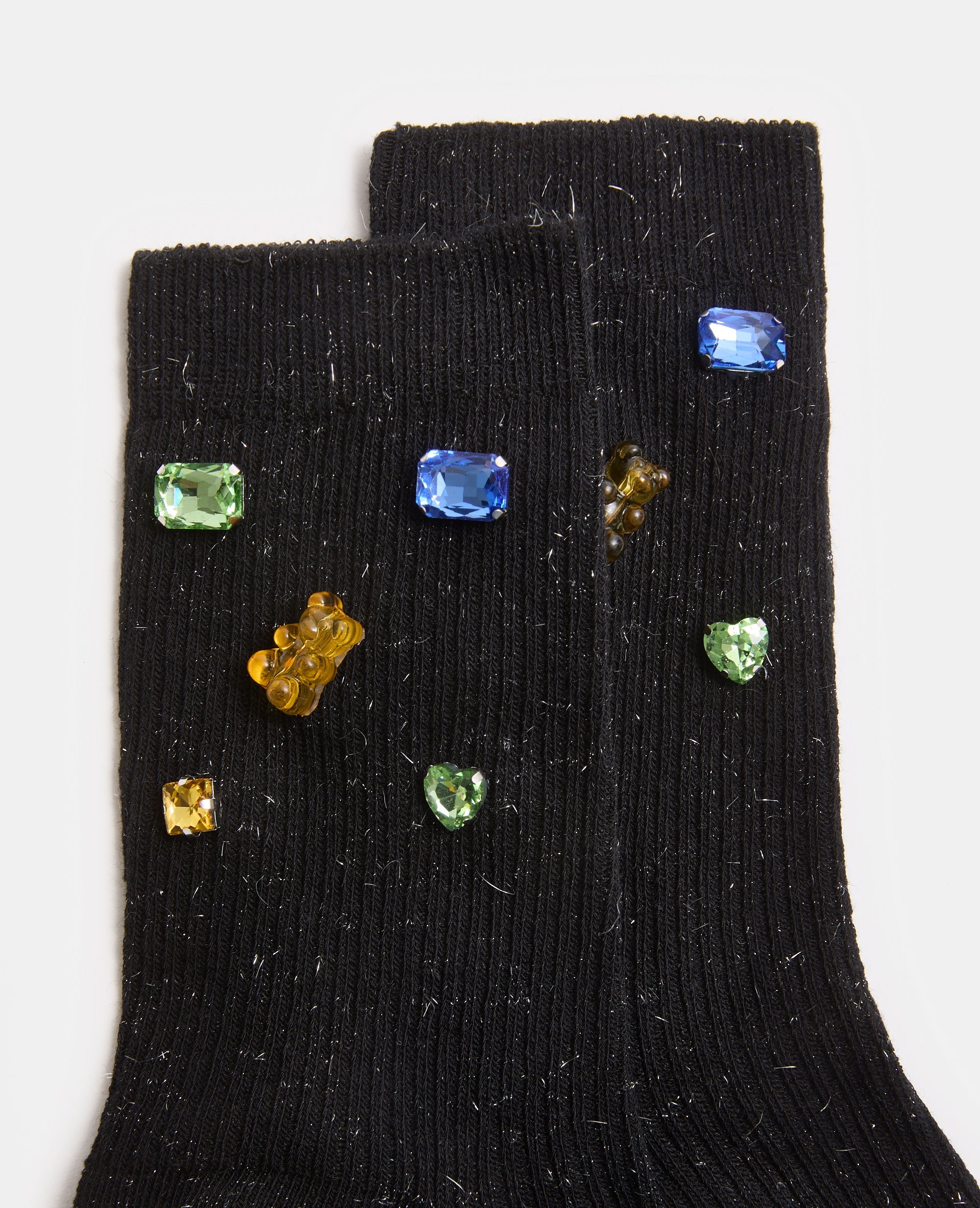 Paire de chaussettes avec strass et nounours colorés