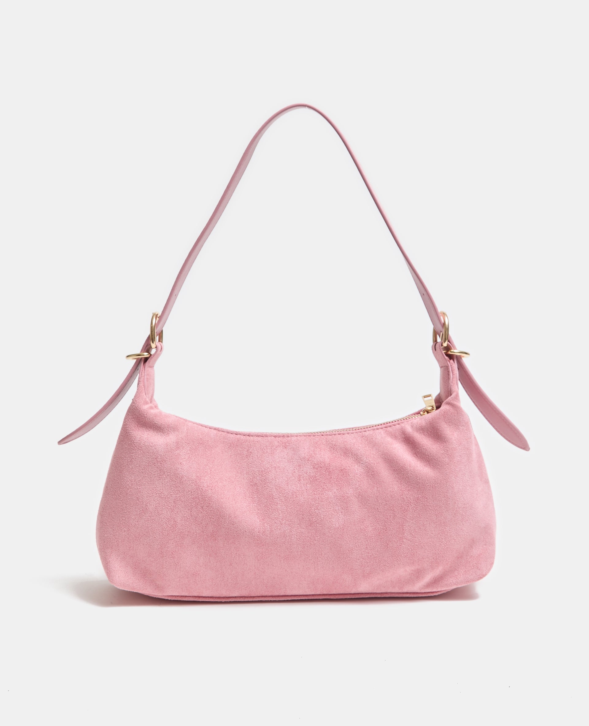 Sac baguette en suédine porté épaule