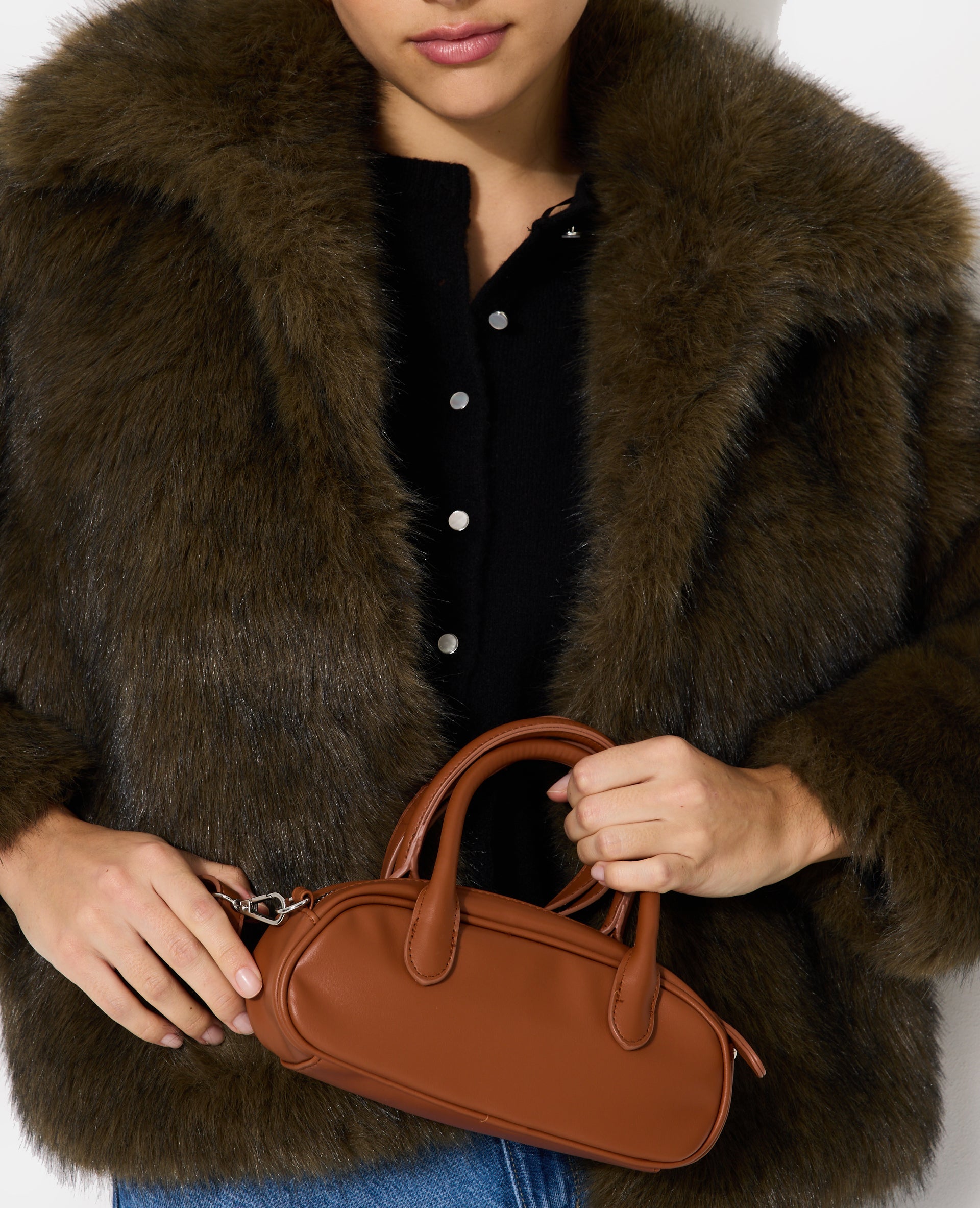 Mini-sac boxy avec poignées et bandoulière
