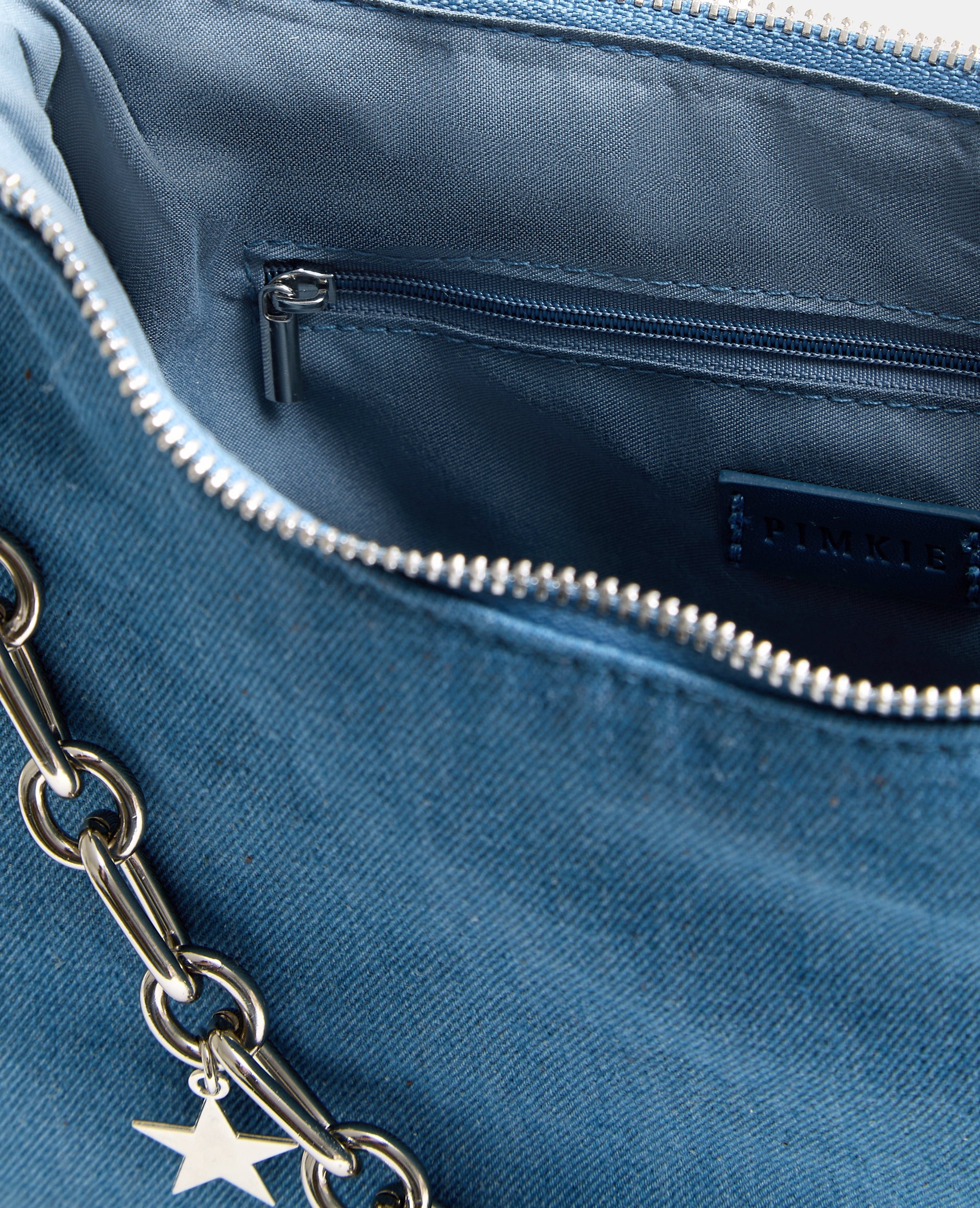 Sac en denim avec bandoulière et chaîne