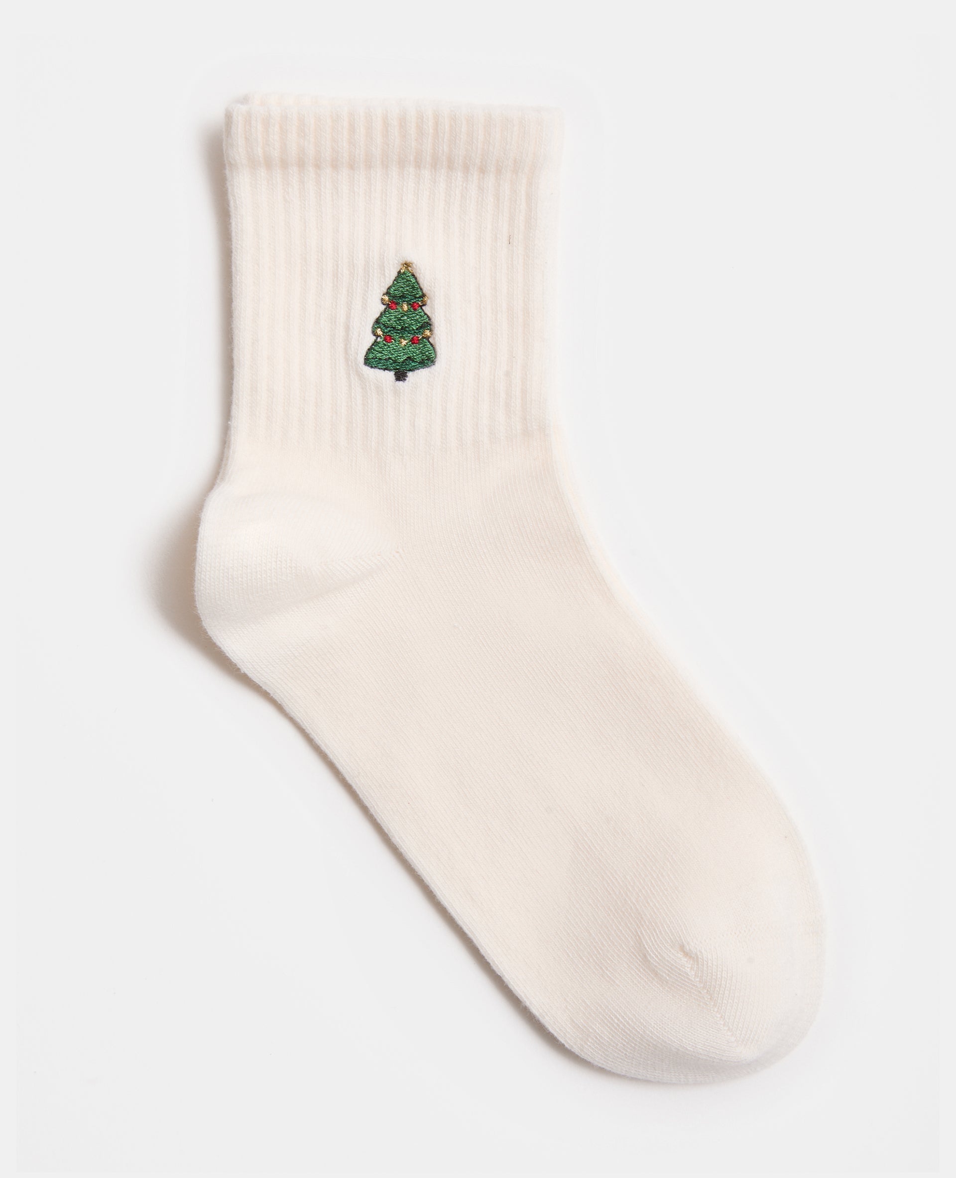 Paire de chaussettes avec broderie sapin de Noël
