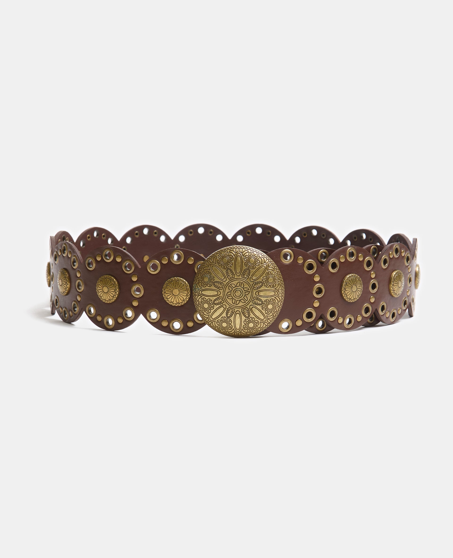 Ceinture avec œillets et décos métalliques