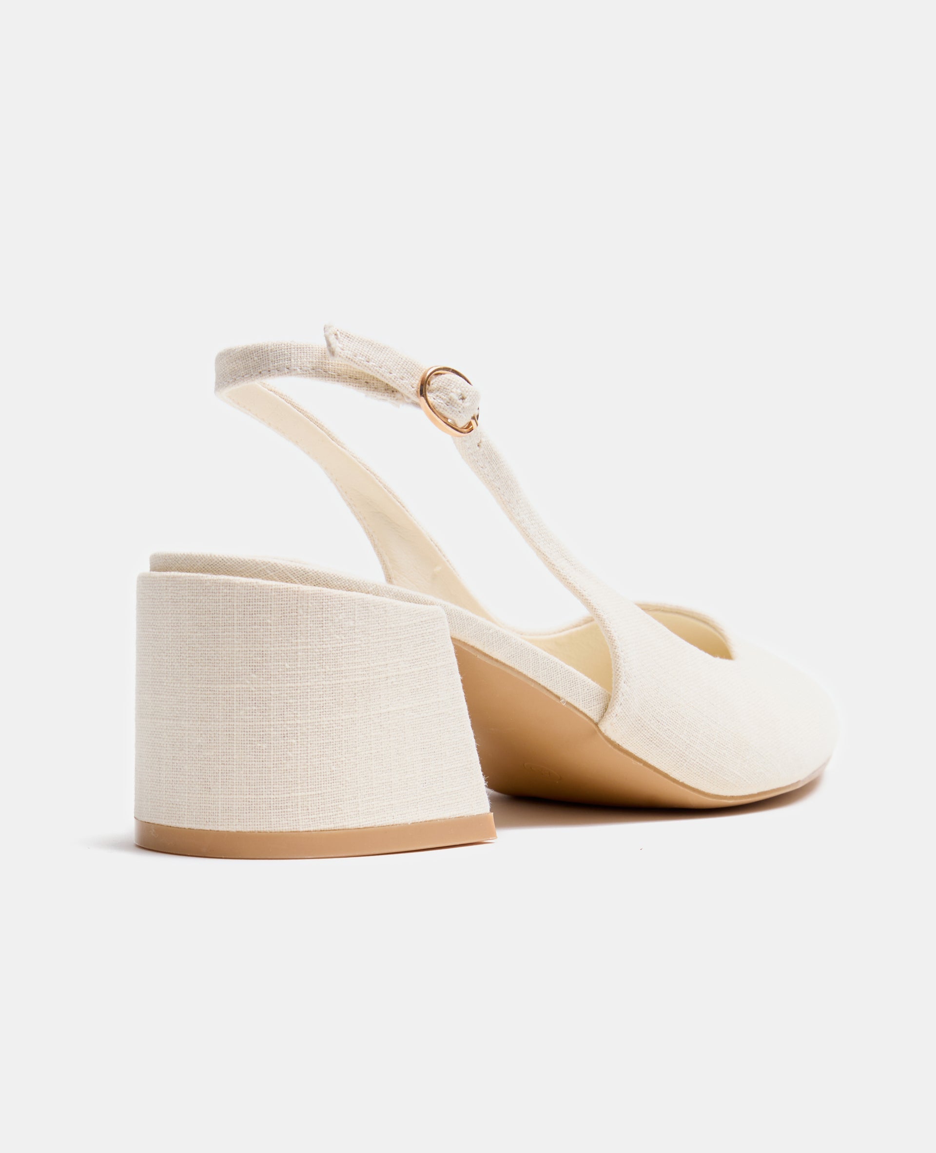 Sandales tissu avec bouts pointus et talons bloc