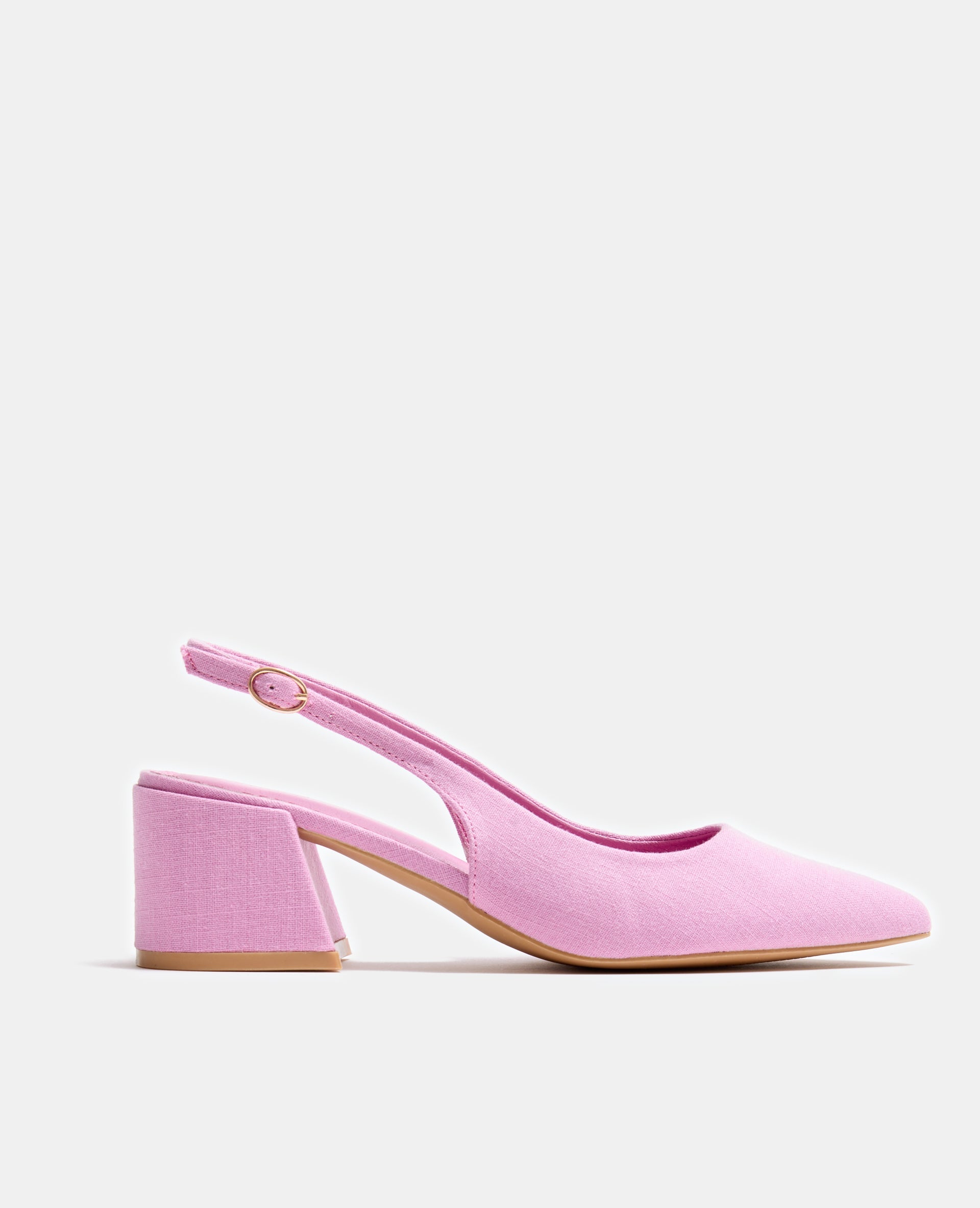 Sandales tissu avec bouts pointus et talons bloc