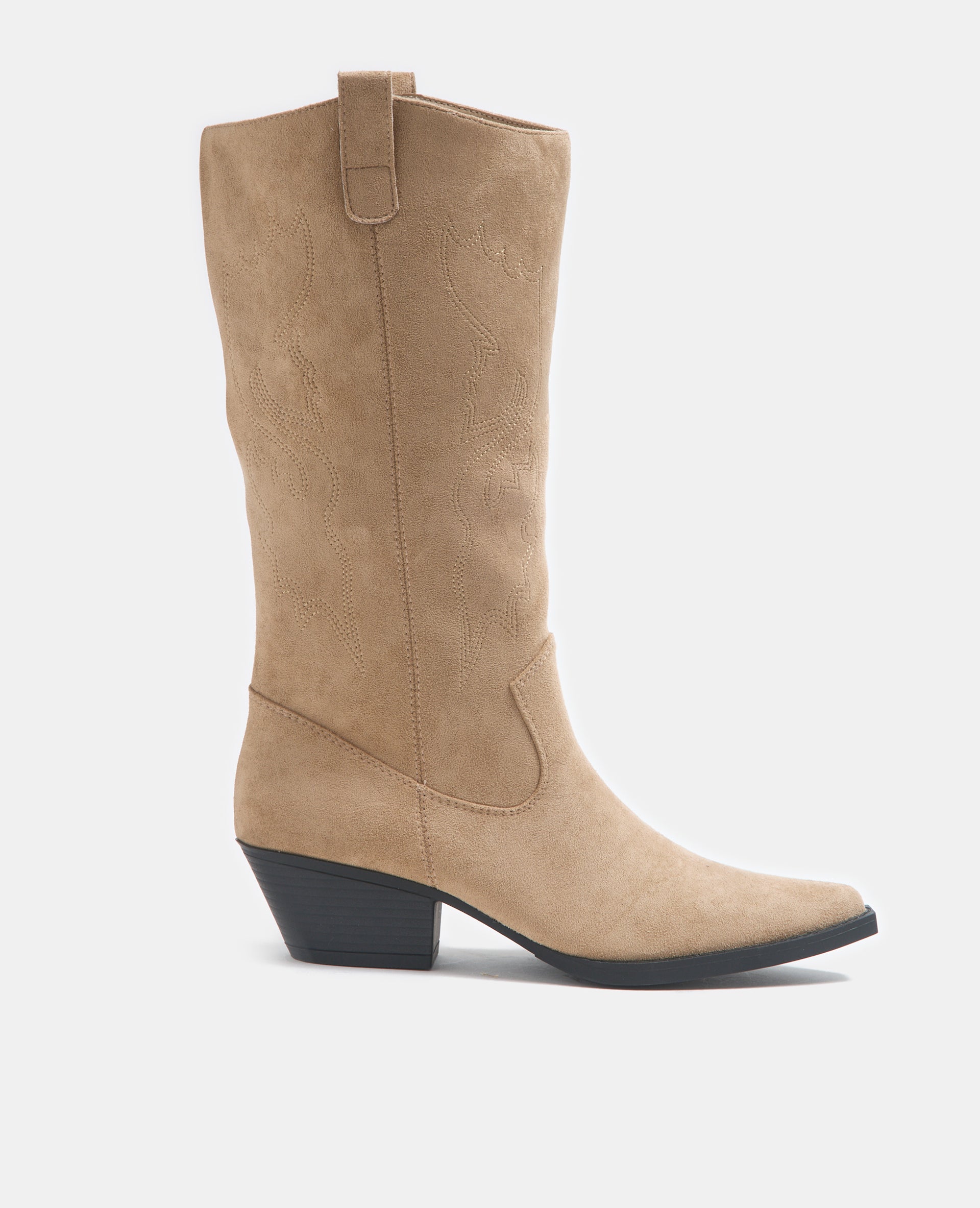 Bottes santiags en suédine talons bizeautés
