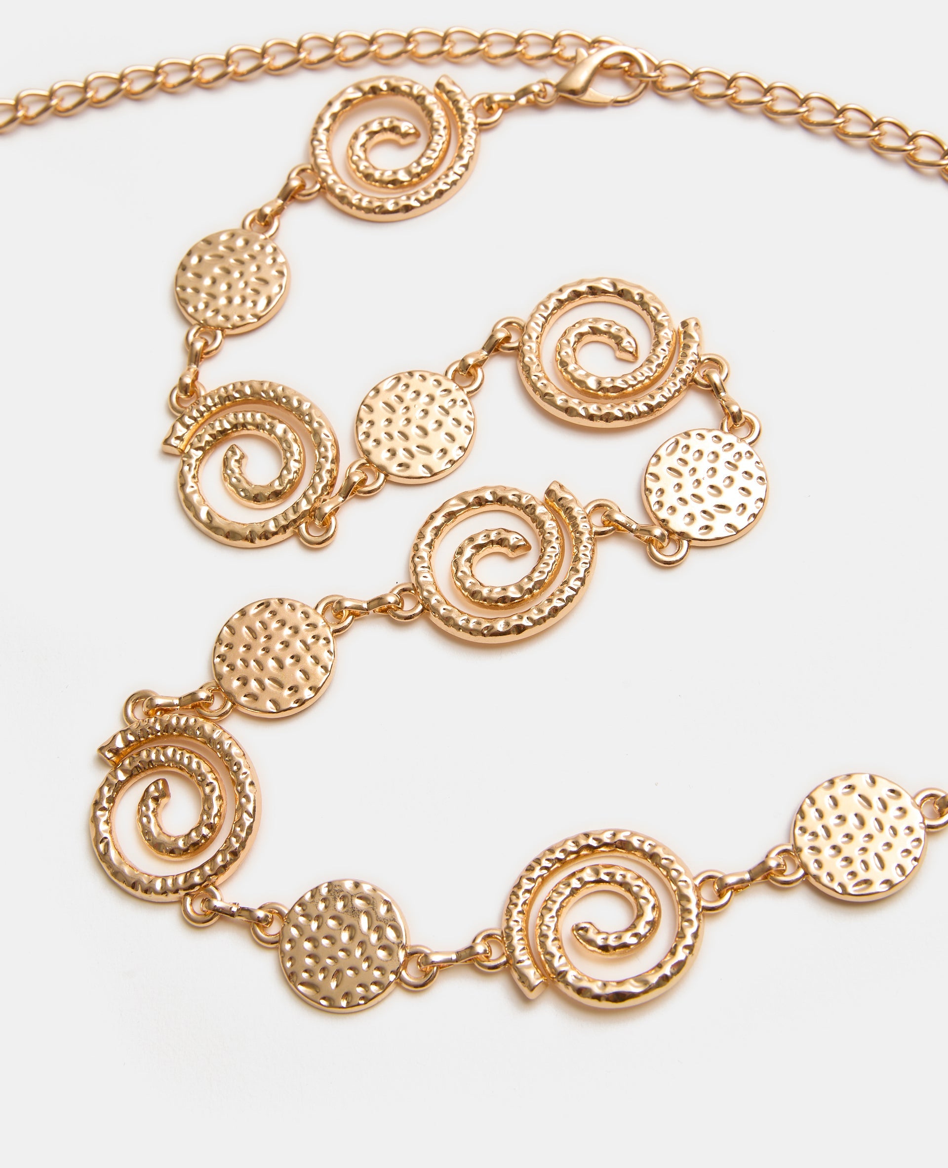 Ceinture chaîne avec pastilles et spirales martelées