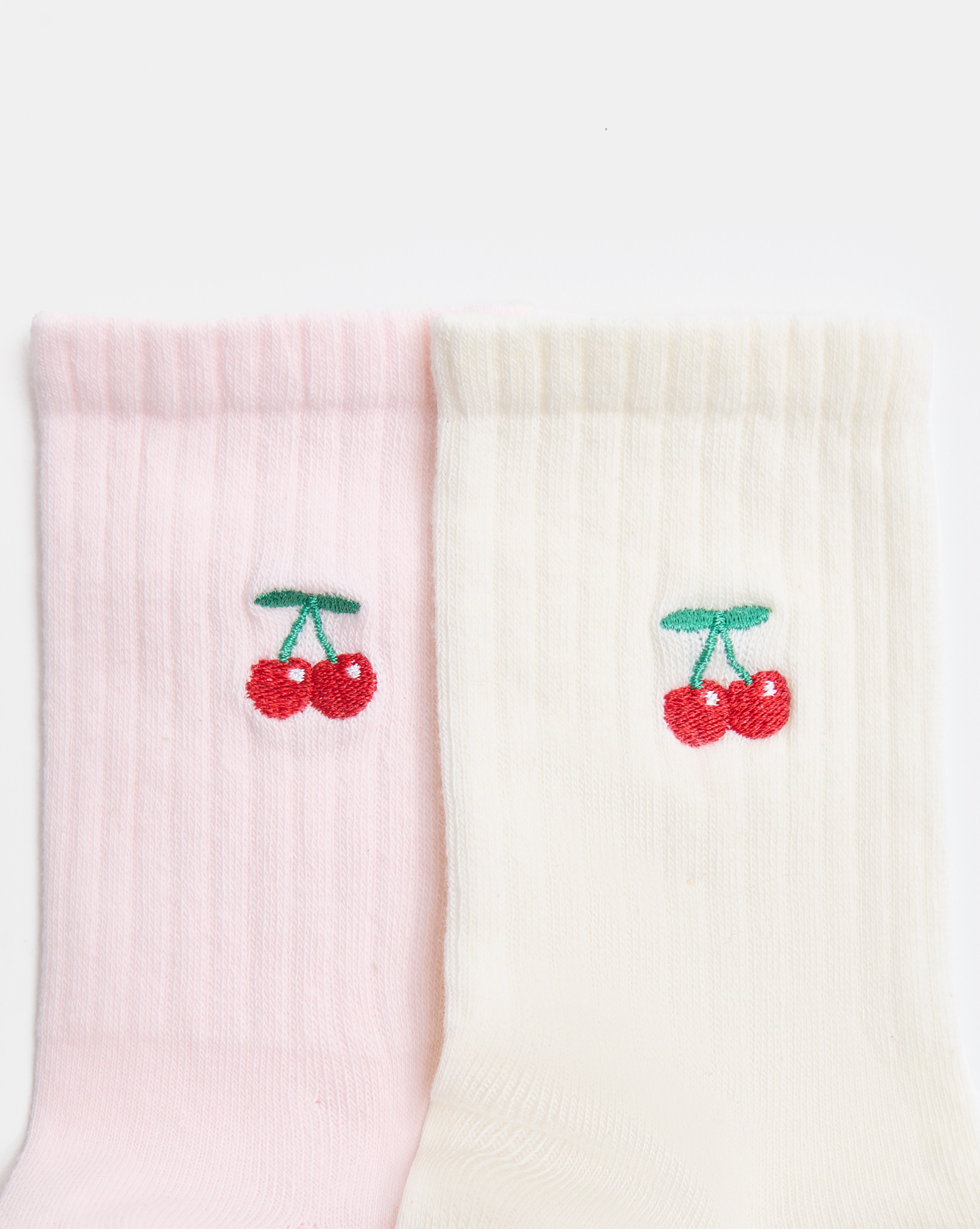 Lot de 2 paires de chaussettes avec cerises brodées