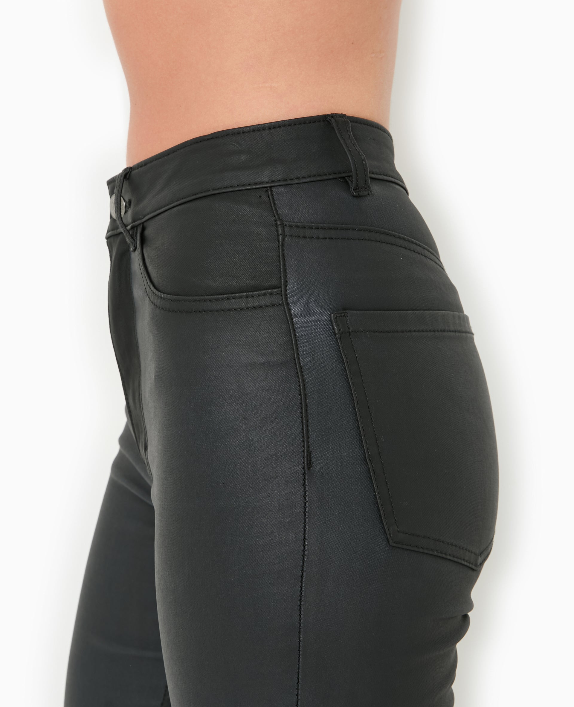 Jean skinny enduit effet cuir