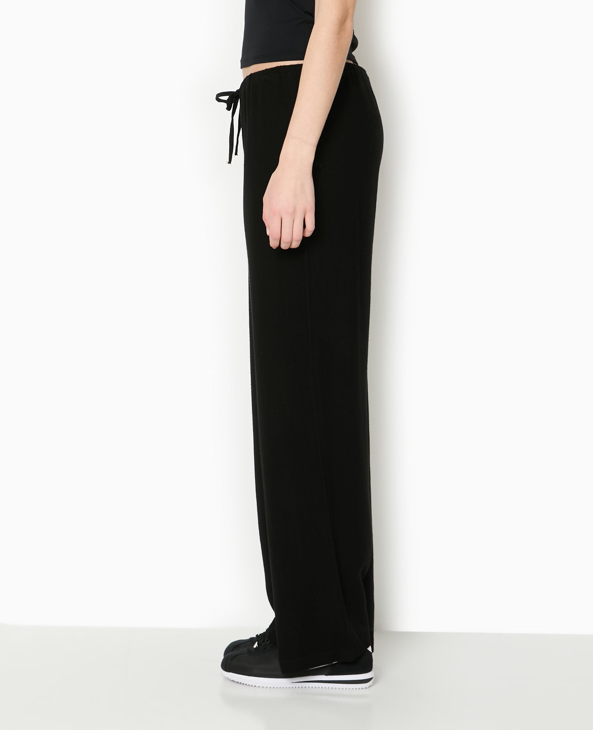 Pantalon large et droit avec taille élastiquée