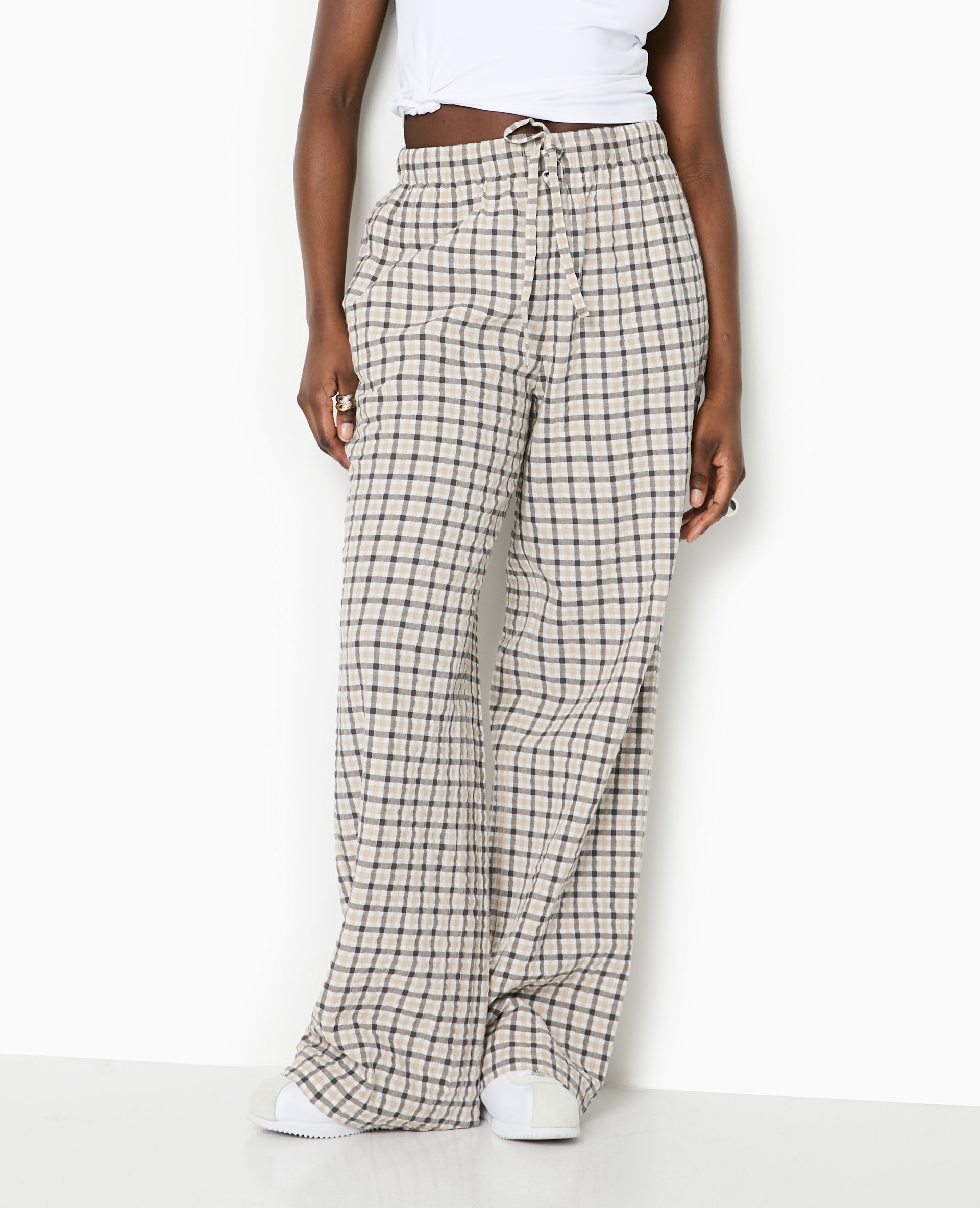 Pantalon droit à carreaux